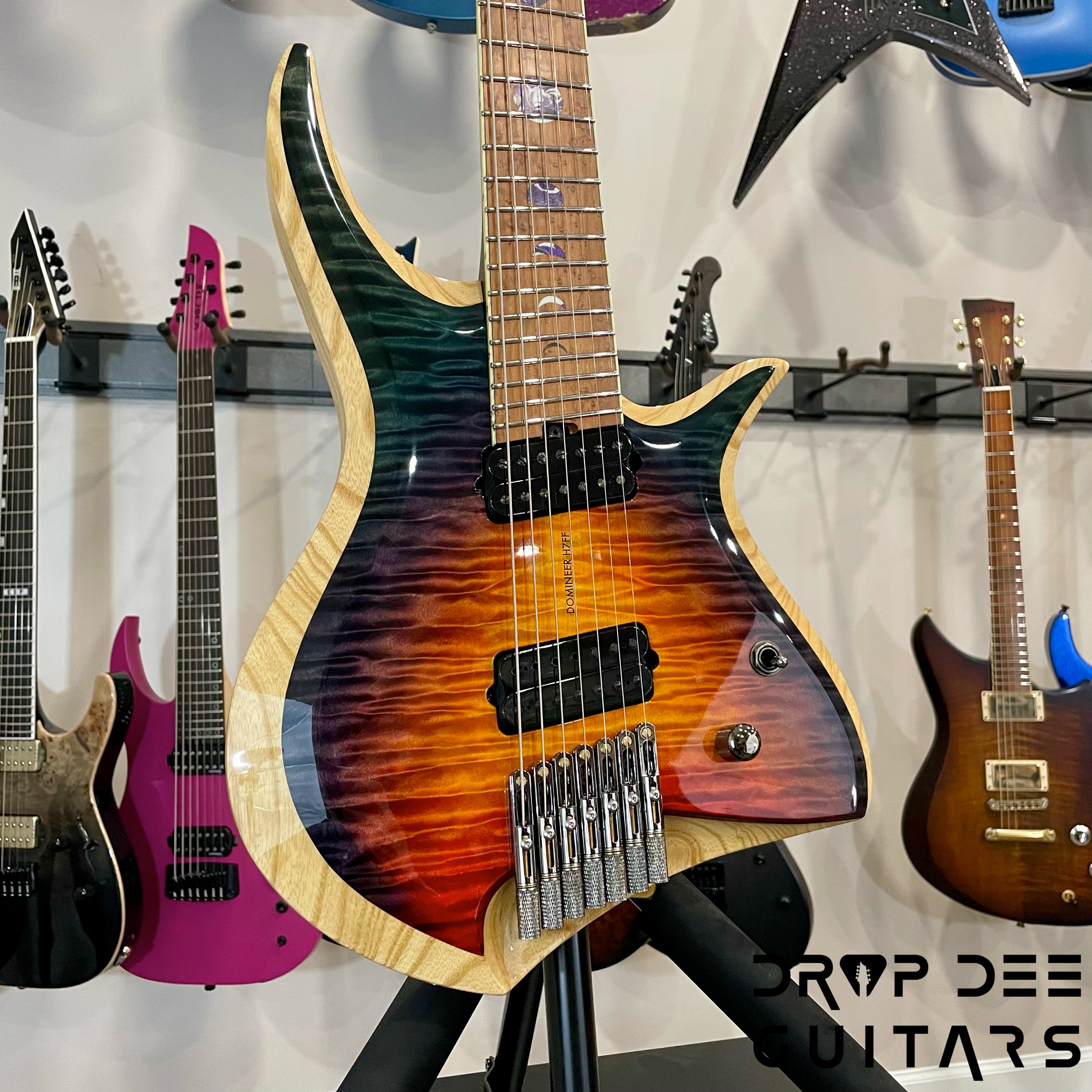 ViK Domineer H7ff "Blood Moon Surf" Multiscale Headless Electric Guitar w/ Case - Blood Moon Surf