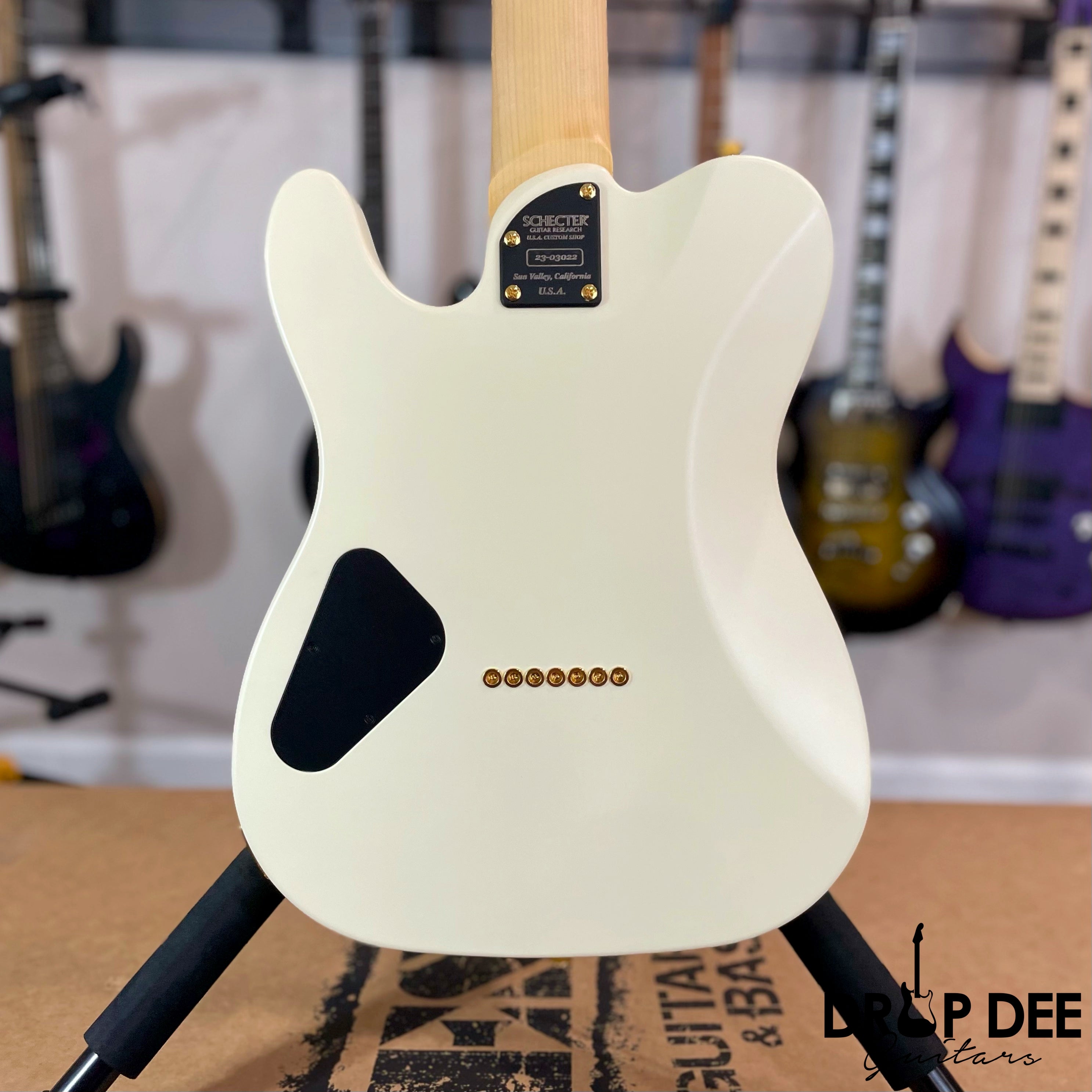 Schecter USA Custom Shop PT-7 7-String Electric Guitar w/ Case - Vintage White Satin