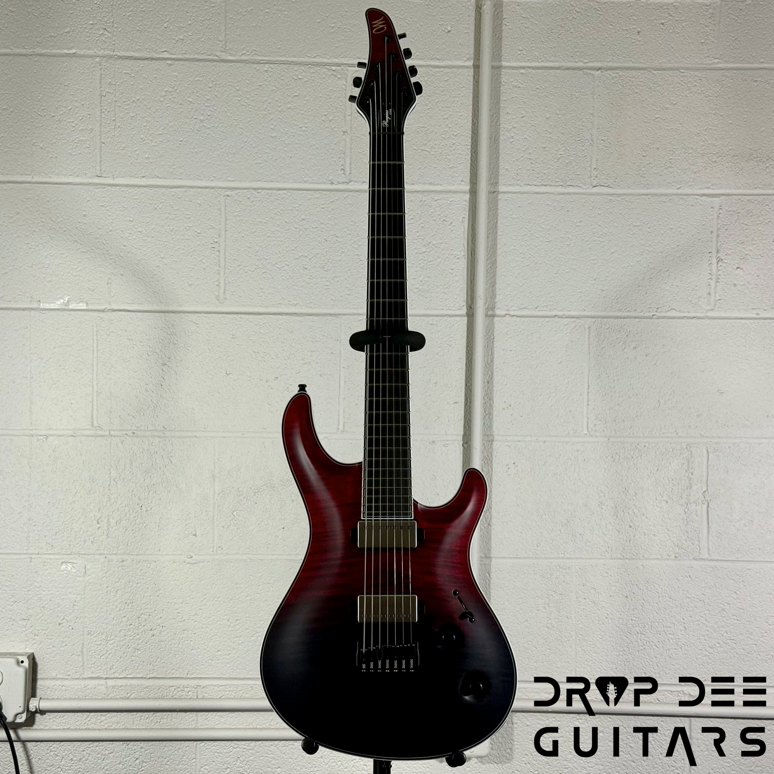 Mayones Regius Core 7 B27 Baritone 7-String Electric Guitar w/ Case - Custom Red to Black Horizon