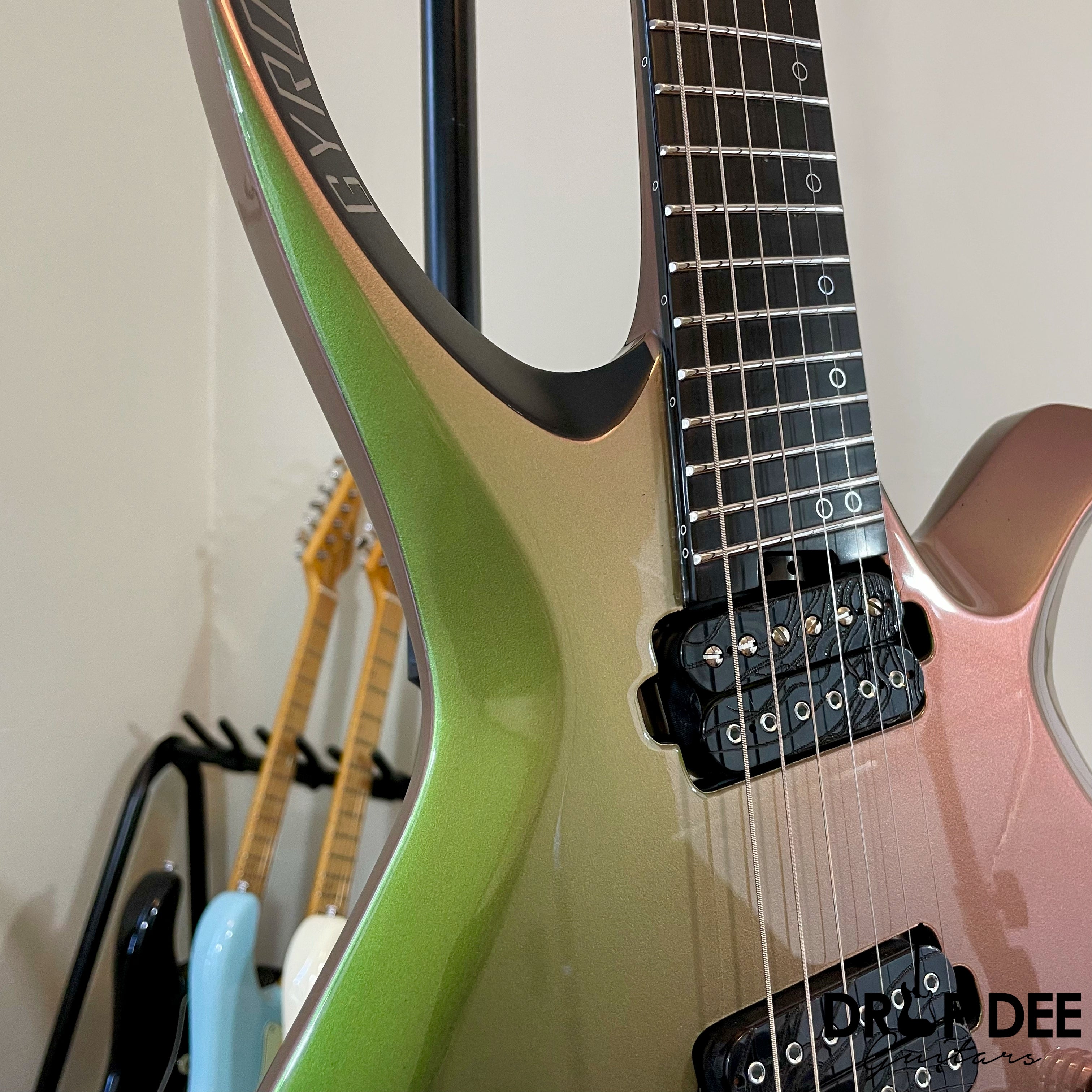 Ormsby Custom Shop Gyro Multiscale Electric Guitar w/ Case - Gloss Green to Orange Chameleon