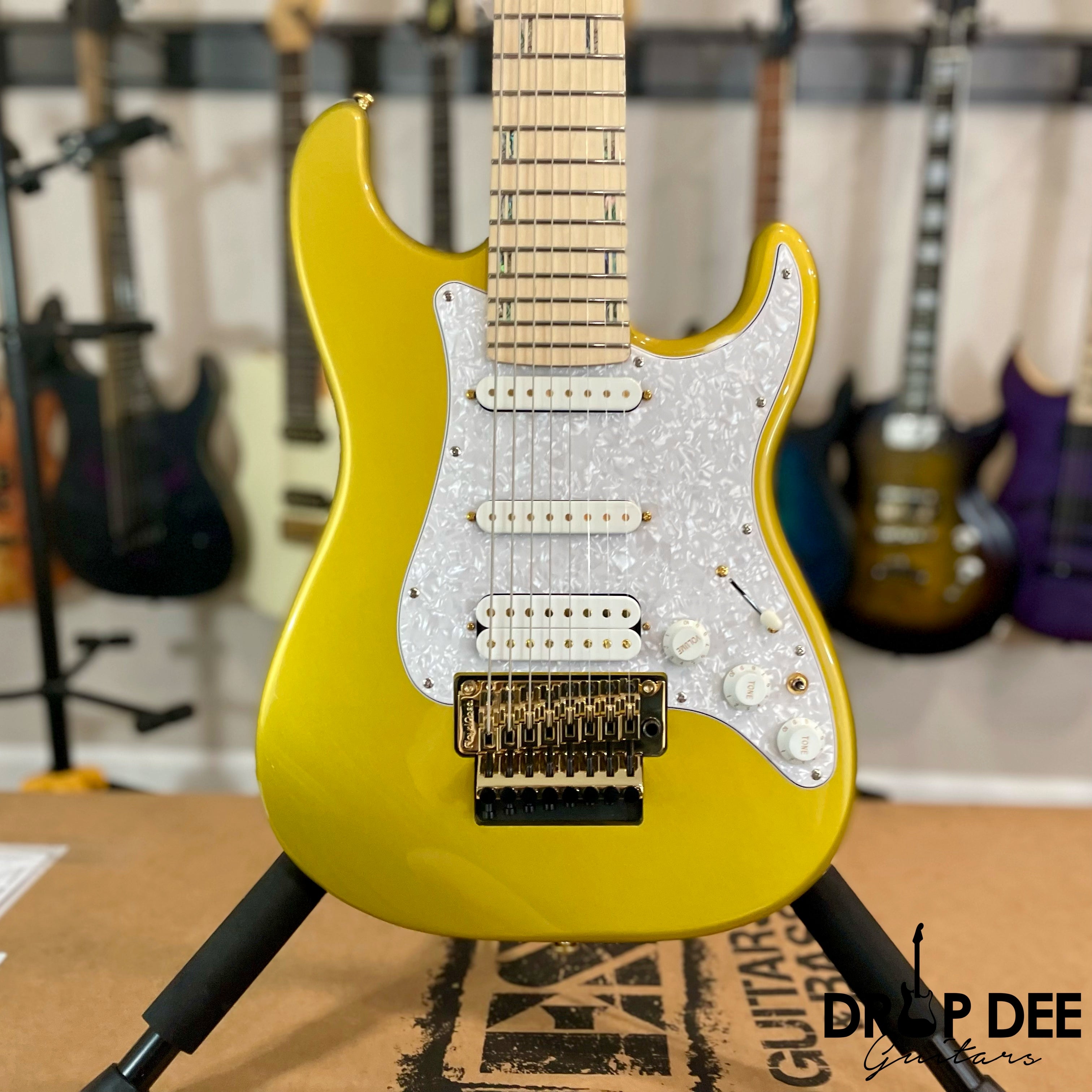 ESP LTD Javier Reyes Signature JRV-8 Baritone 8-String Electric Guitar w/ Case - Metallic Gold