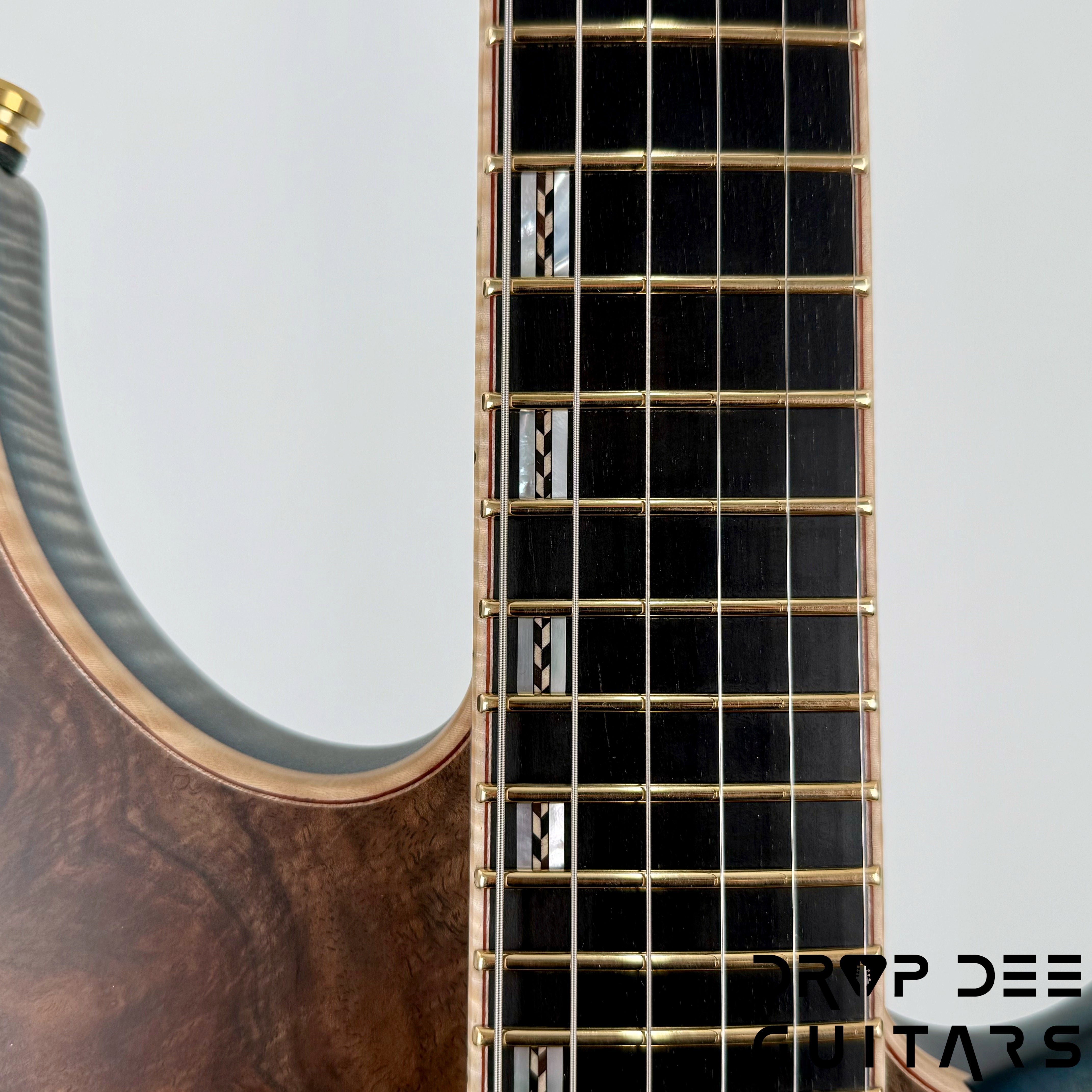 ESP Exhibition Limited M-II CTM NT Electric Guitar w/ Case - Natural w/ Dark Blue Burst