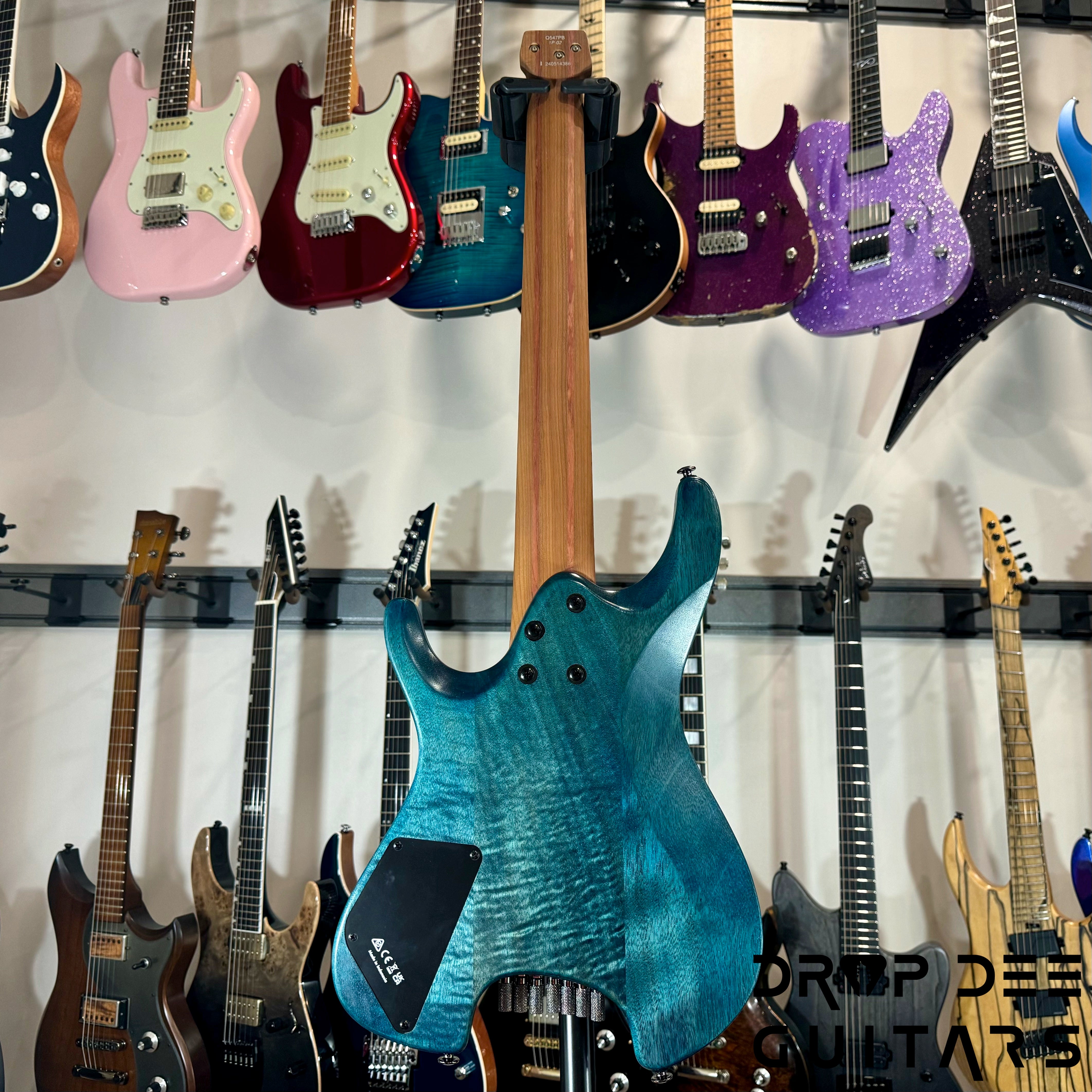 Ibanez Quest Q547PB Headless 7-String Electric Guitar w/ Bag - Cosmic Blue Low Gloss