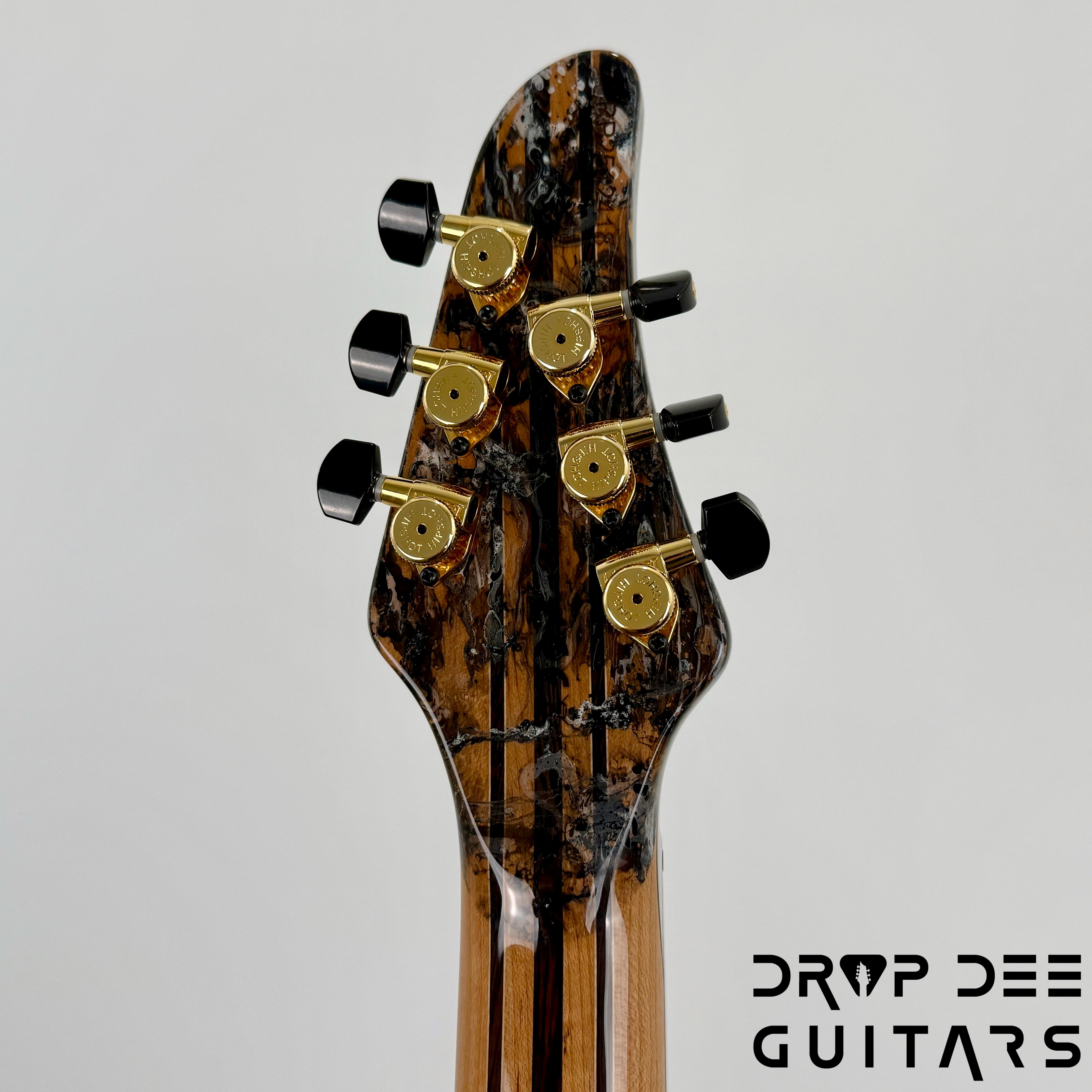 Mayones Regius 4Ever VF 6 Multiscale Evertune Electric Guitar w/ Case - Black Gold Mercury Swirl