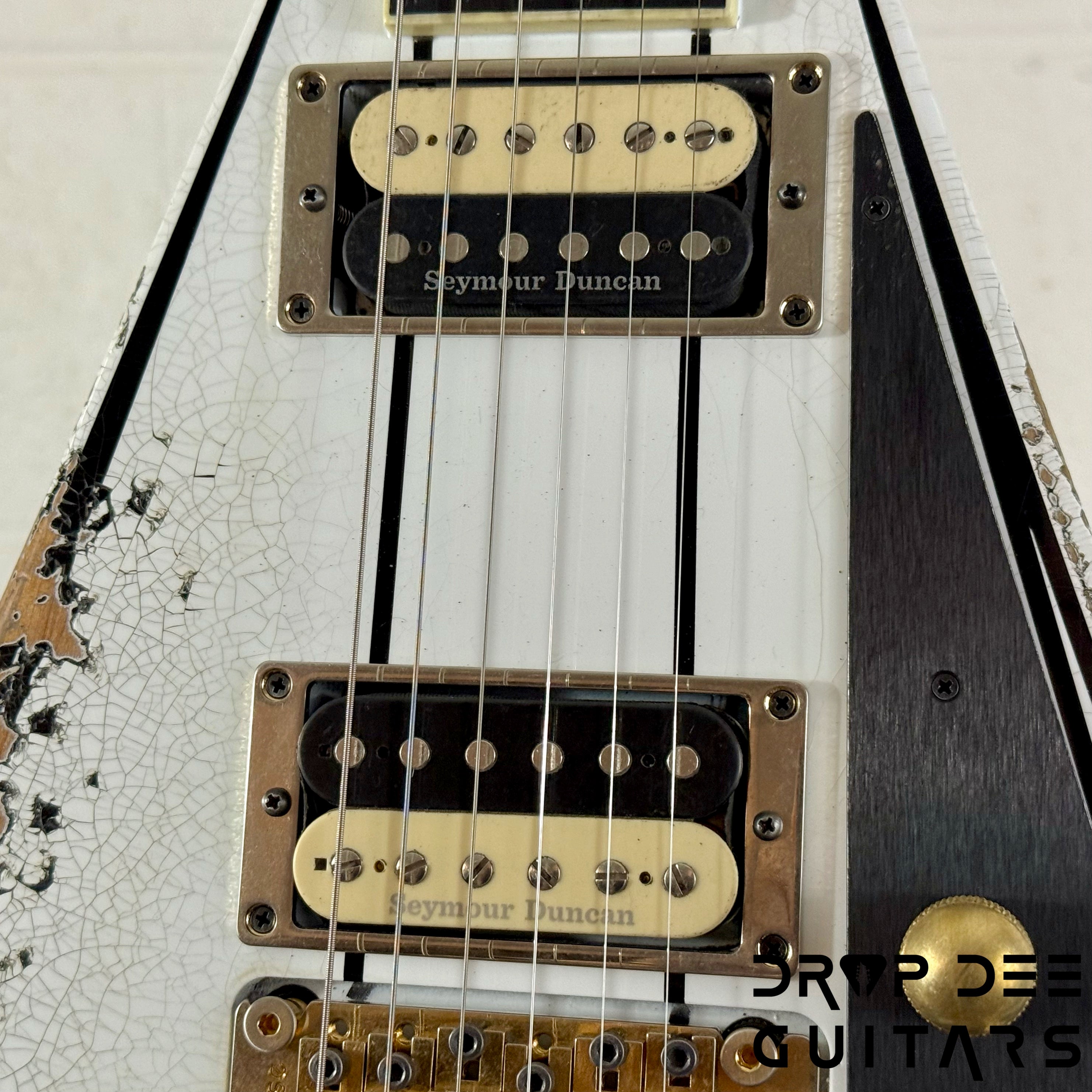 Jackson USA Custom Shop Special Edition Rhoads Electric Guitar w/ Case - Snow White w/ Black Vintage Pinstripes, Nitro-Tour Heavy Relic