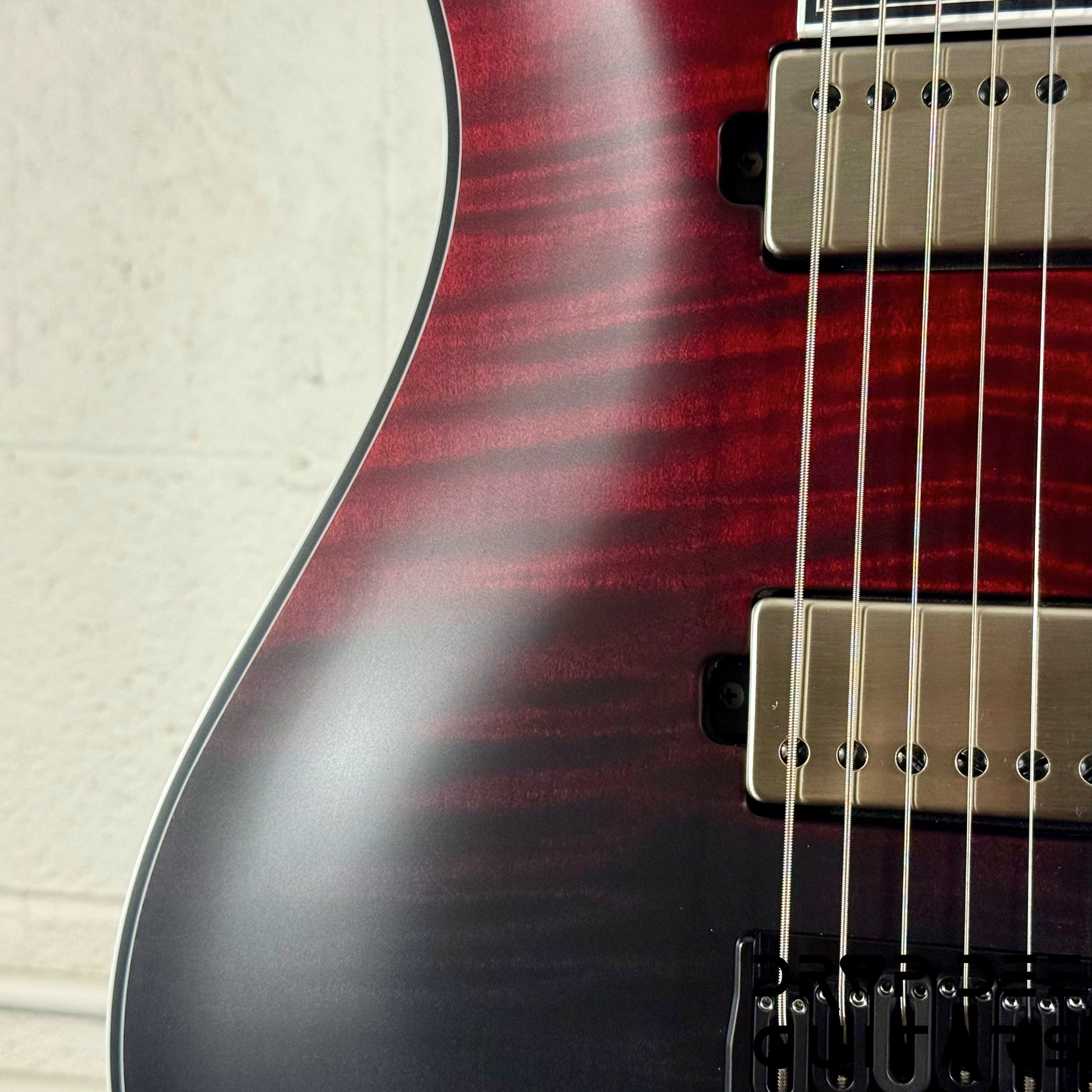 Mayones Regius Core 7 B27 Baritone 7-String Electric Guitar w/ Case - Custom Red to Black Horizon