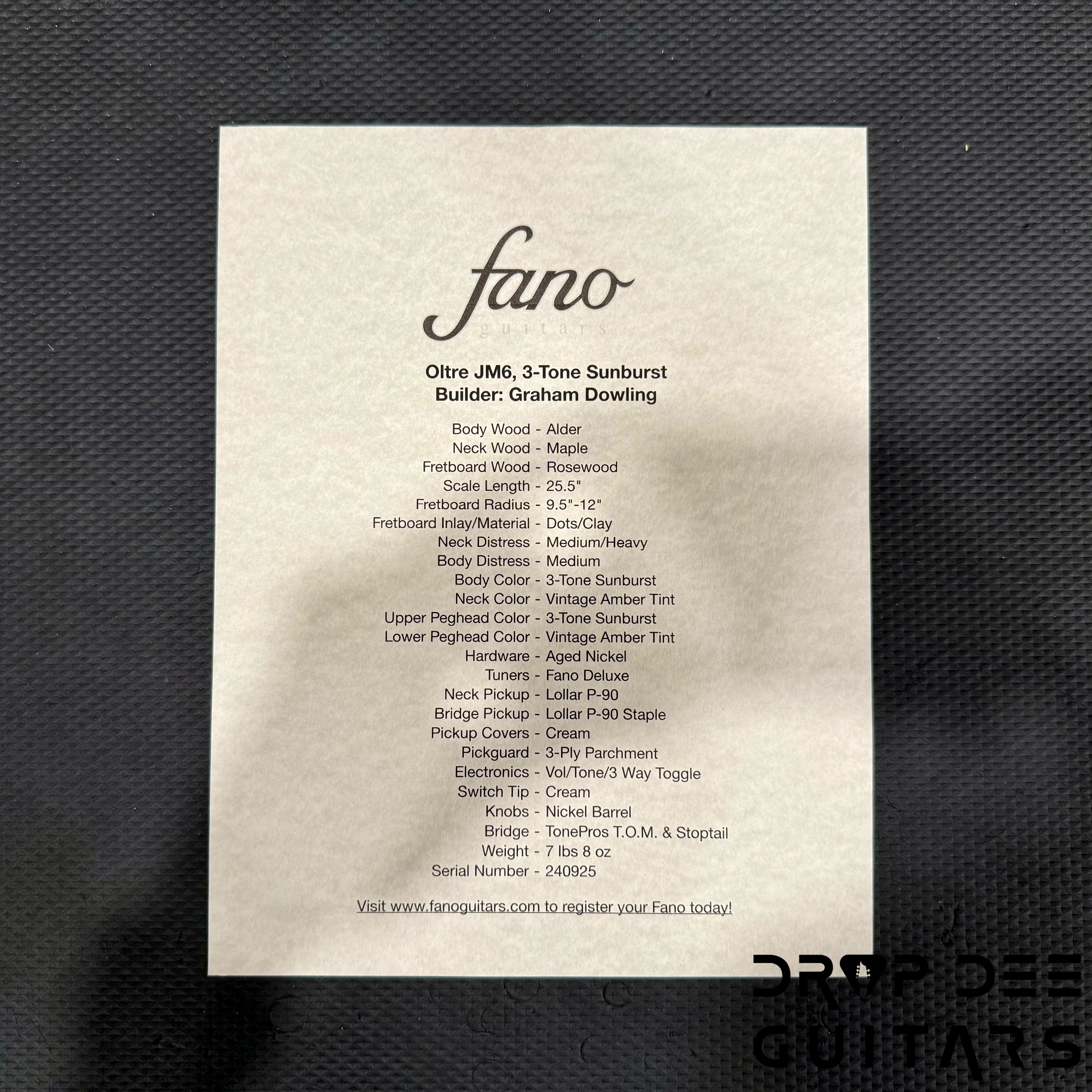 Fano Oltre JM6 Electric Guitar w/ Bag