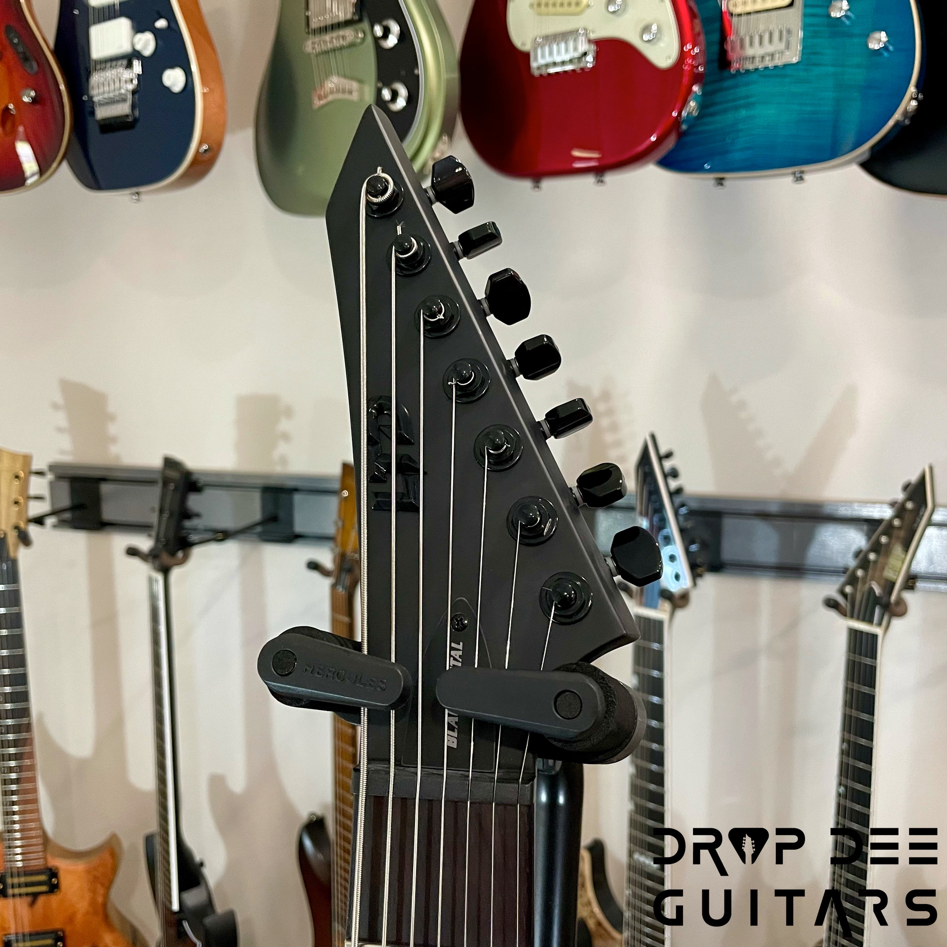 ESP LTD EX-7 Baritone Black Metal Electric Guitar