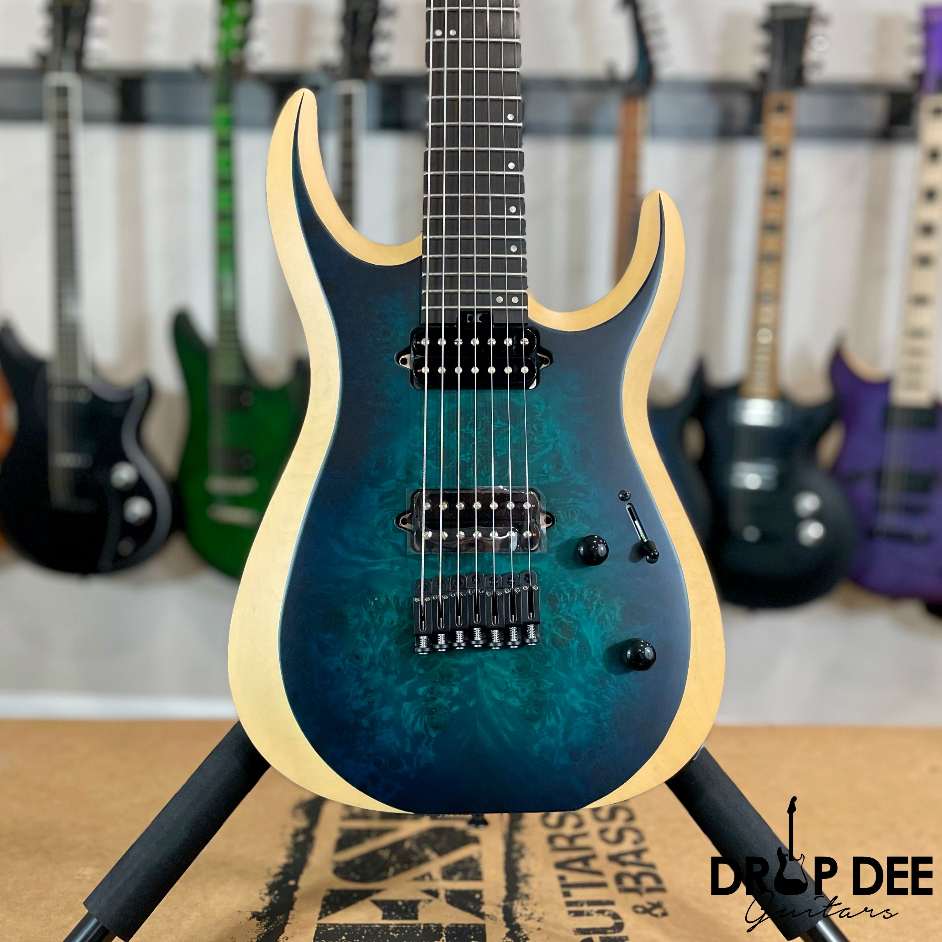 Jackson Pro Plus Series Dinky MDK7P HT Baritone 7-String Electric Guitar w/ Bag - Chlorine Burst