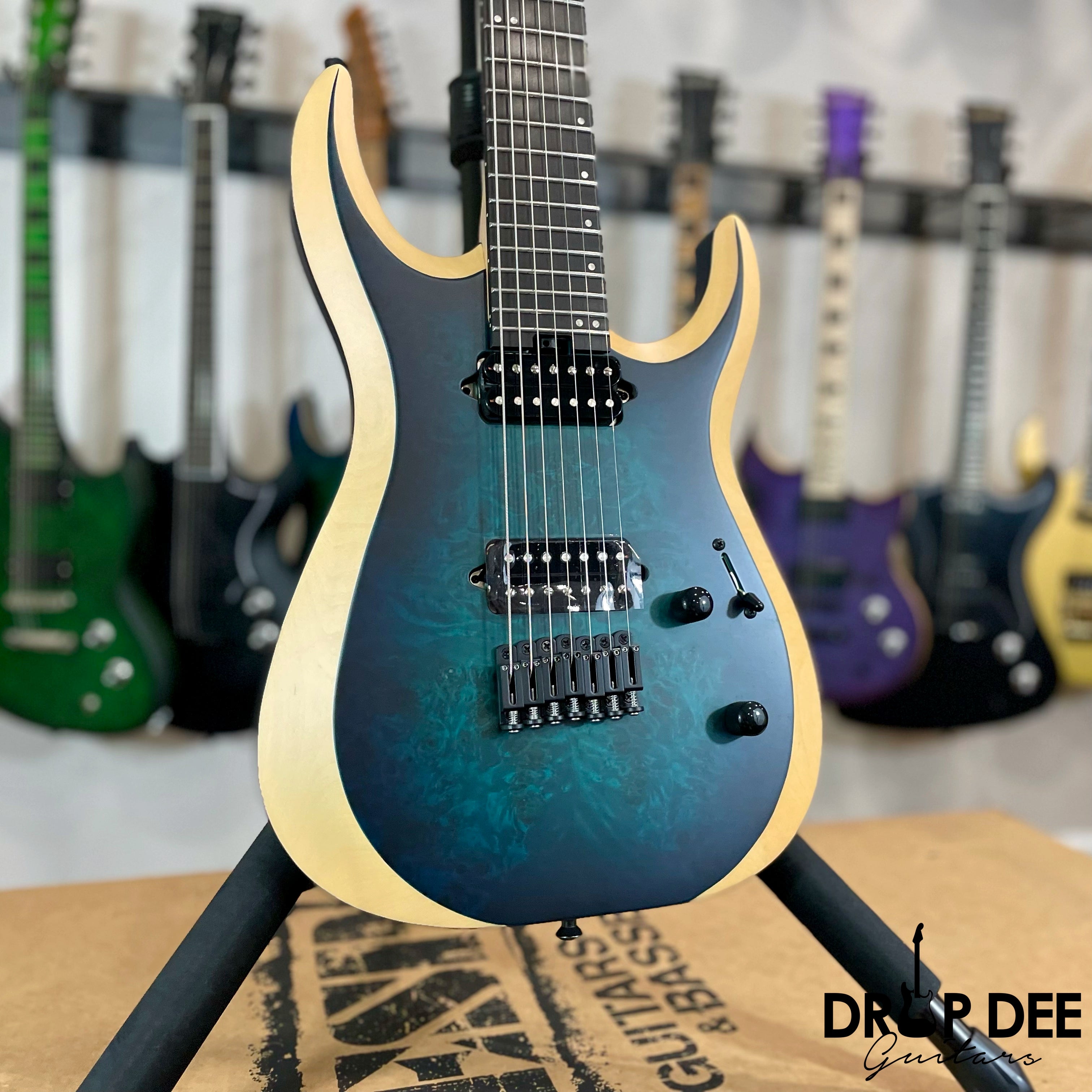 Jackson Pro Plus Series Dinky MDK7P HT Baritone 7-String Electric Guitar w/ Bag - Chlorine Burst