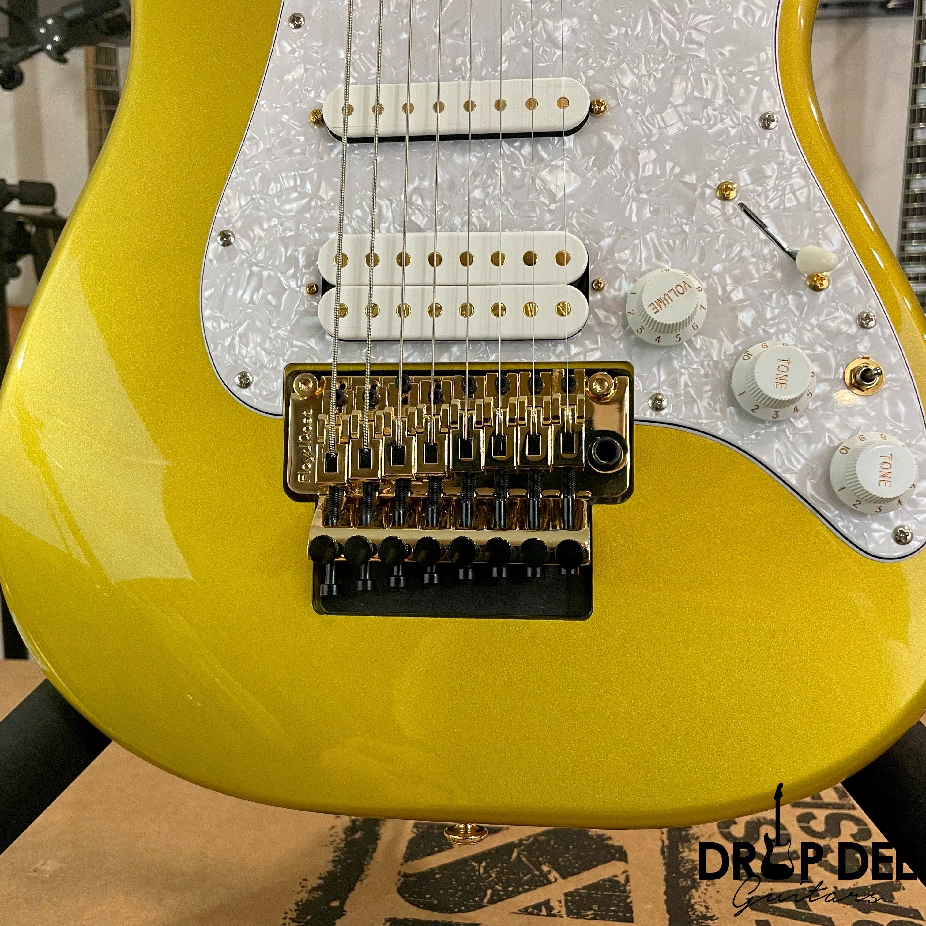 ESP LTD Javier Reyes Signature JRV-8 Baritone 8-String Electric Guitar w/ Case - Metallic Gold