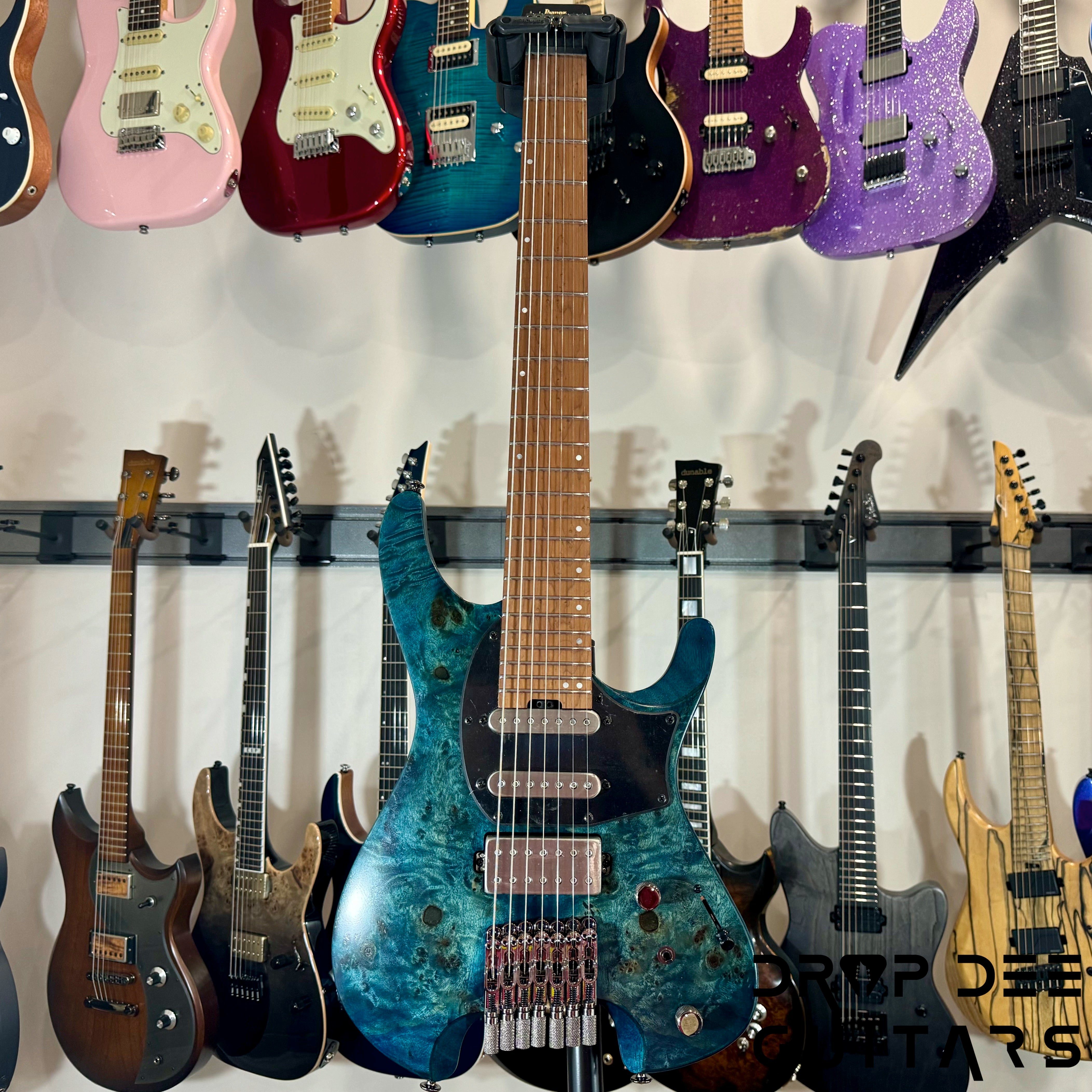 Ibanez Quest Q547PB Headless 7-String Electric Guitar w/ Bag - Cosmic Blue Low Gloss