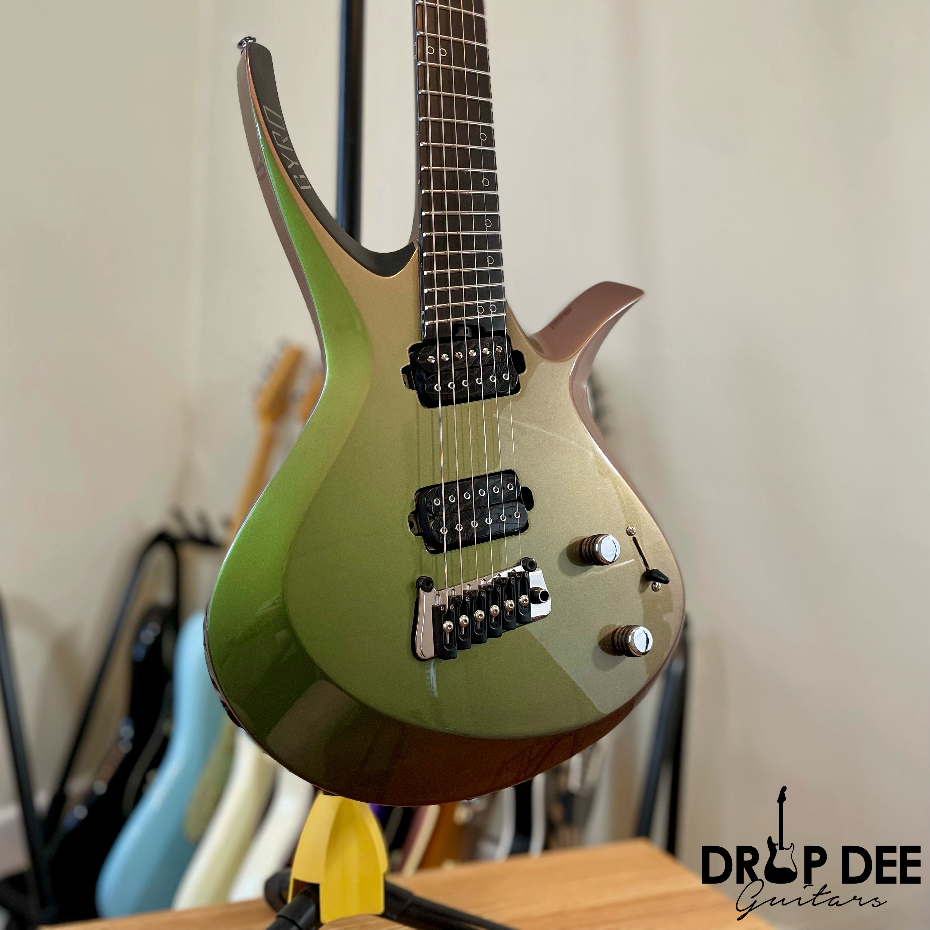 Ormsby Custom Shop Gyro Multiscale Electric Guitar w/ Case - Gloss Green to Orange Chameleon