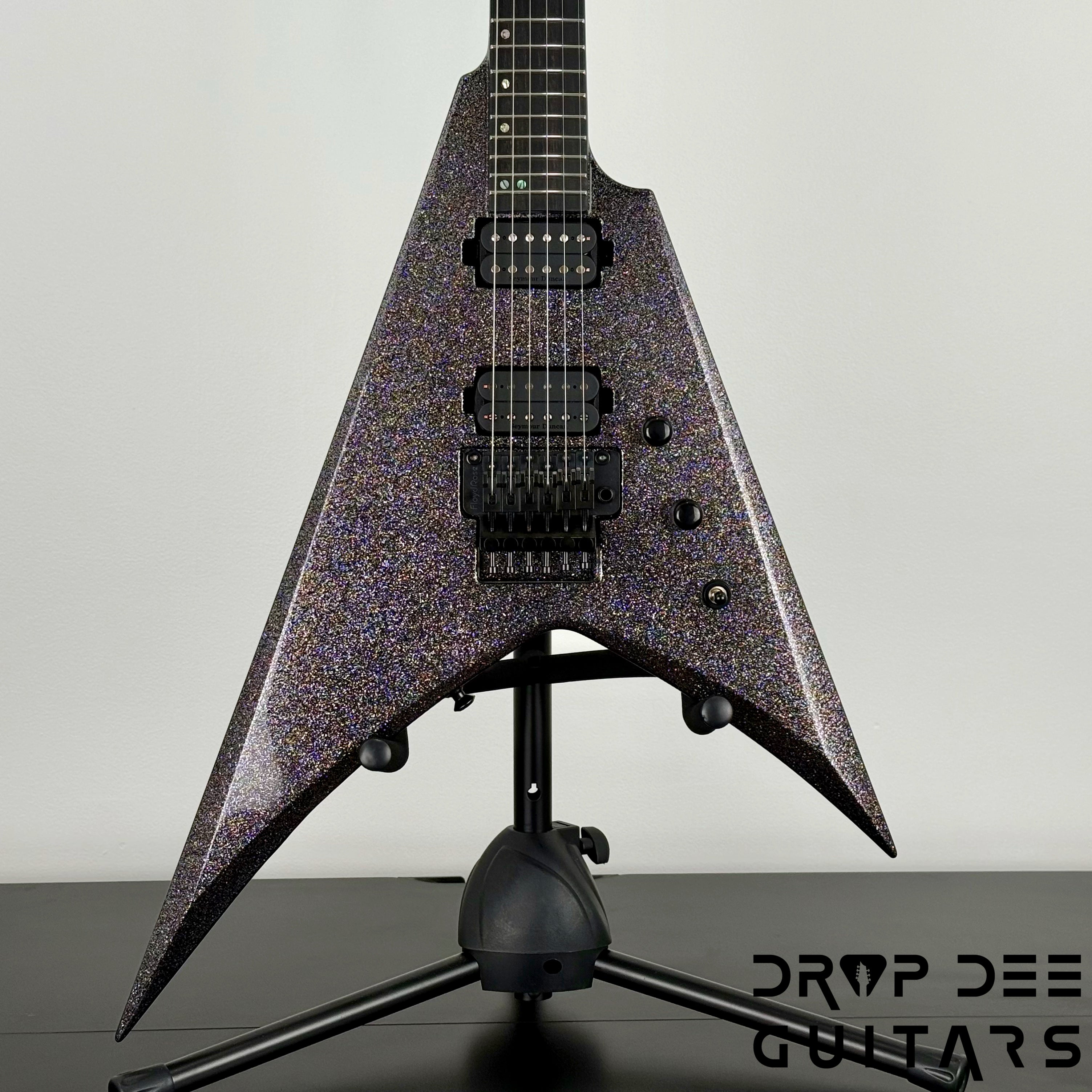 ESP USA V-II FR Electric Guitar w/ Case - Black Sparkle