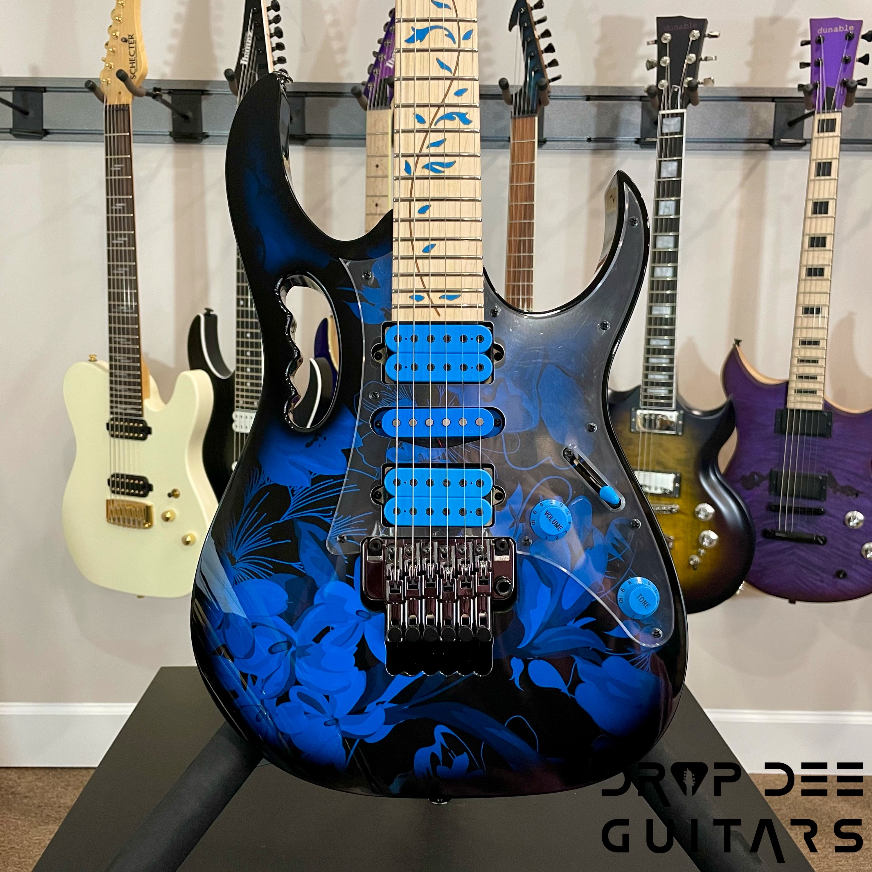 Ibanez Premium JEM77P Steve Vai Signature Electric Guitar w/ Bag - Blue Floral Pattern
