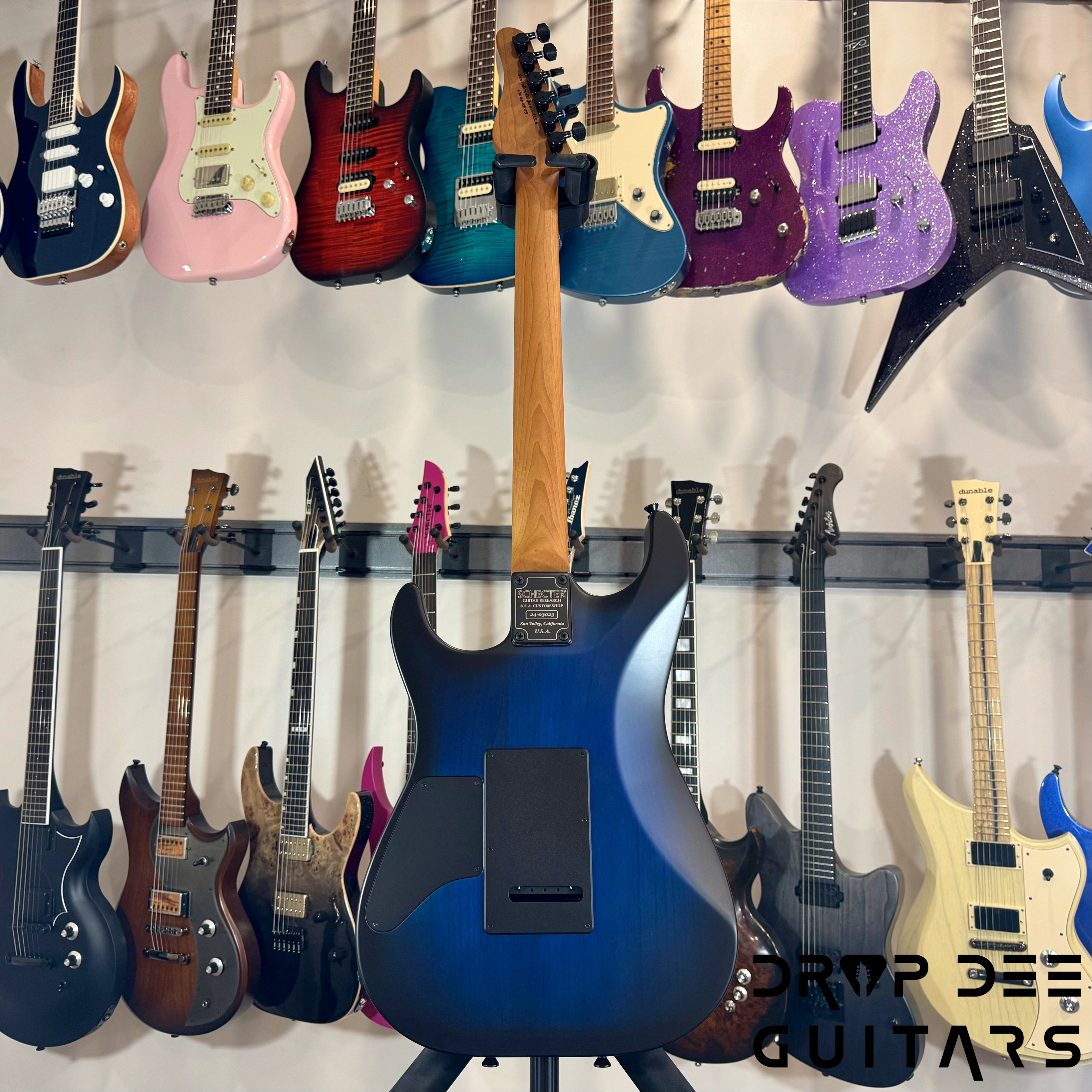 Schecter USA Custom Shop Sunset Custom-II HSS Electric Guitar w/ Case - Ocean Blue Burst Satin