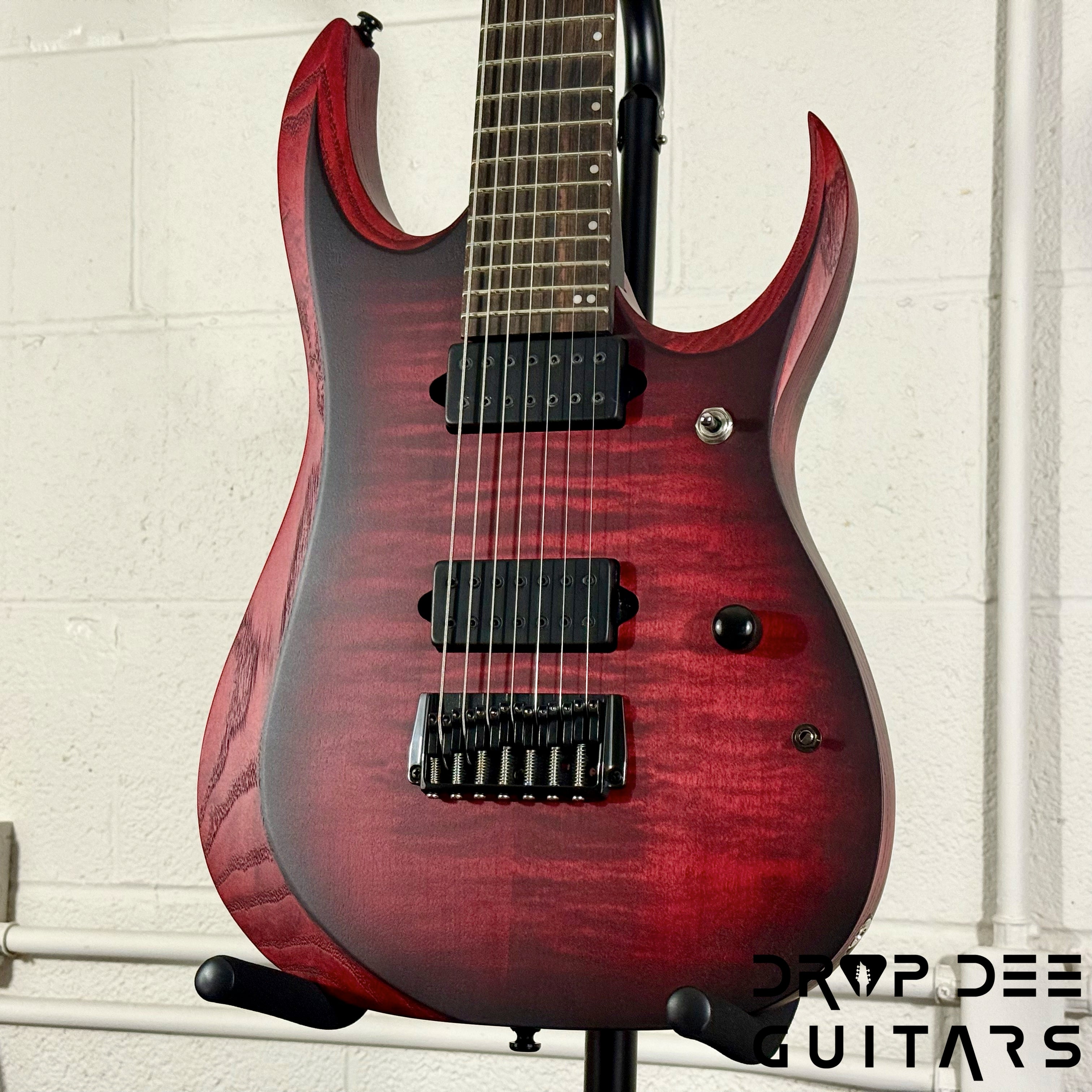 Ibanez Standard RGD721FA Baritone 7-String Electric Guitar - Stained Wine Red Burst Flat