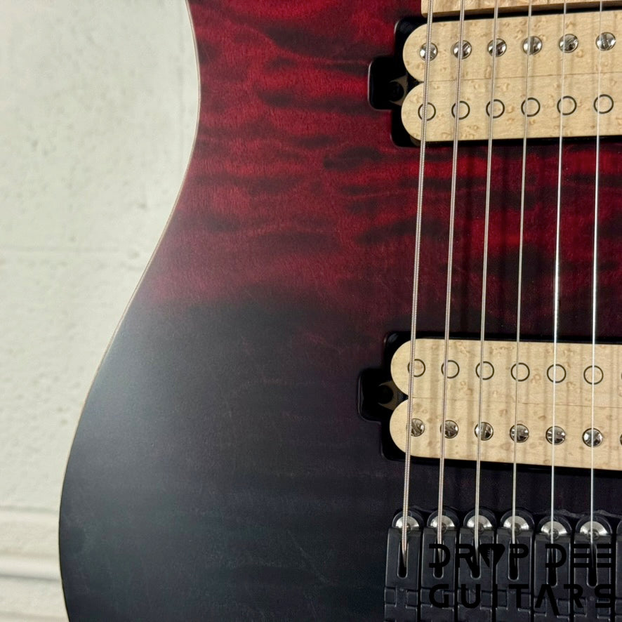 Mayones Duvell Elite 7 7-String Electric Guitar w/ Case - Red/Black Fade
