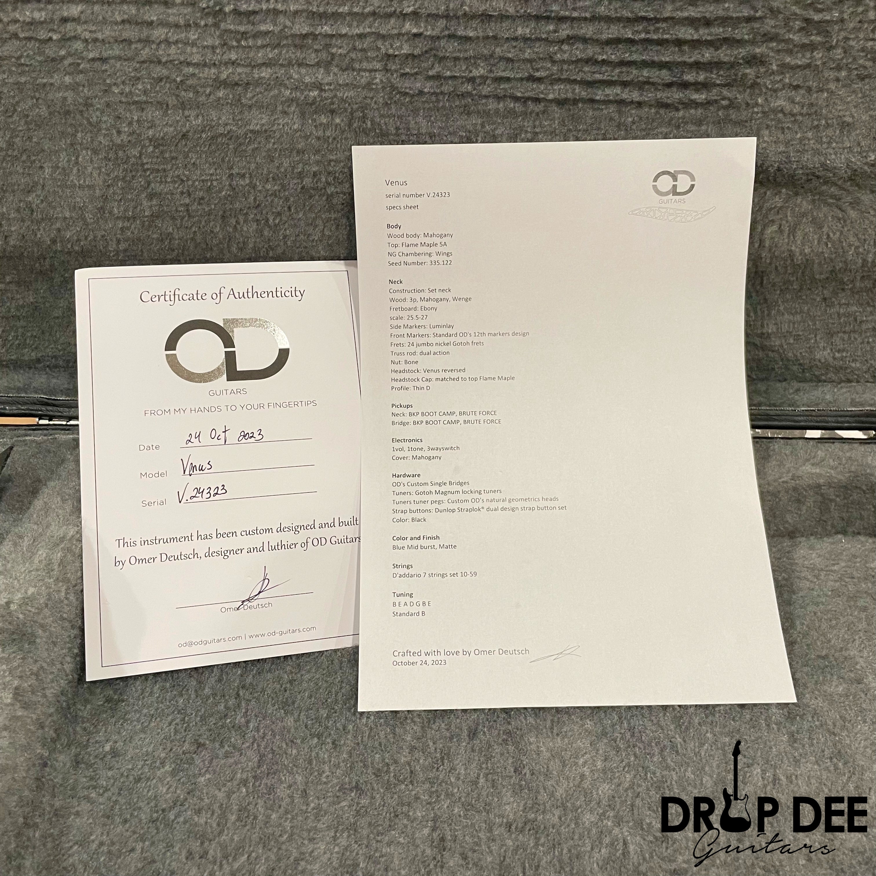 OD Guitars Venus Multiscale 7-String Electric Guitar w/ Case