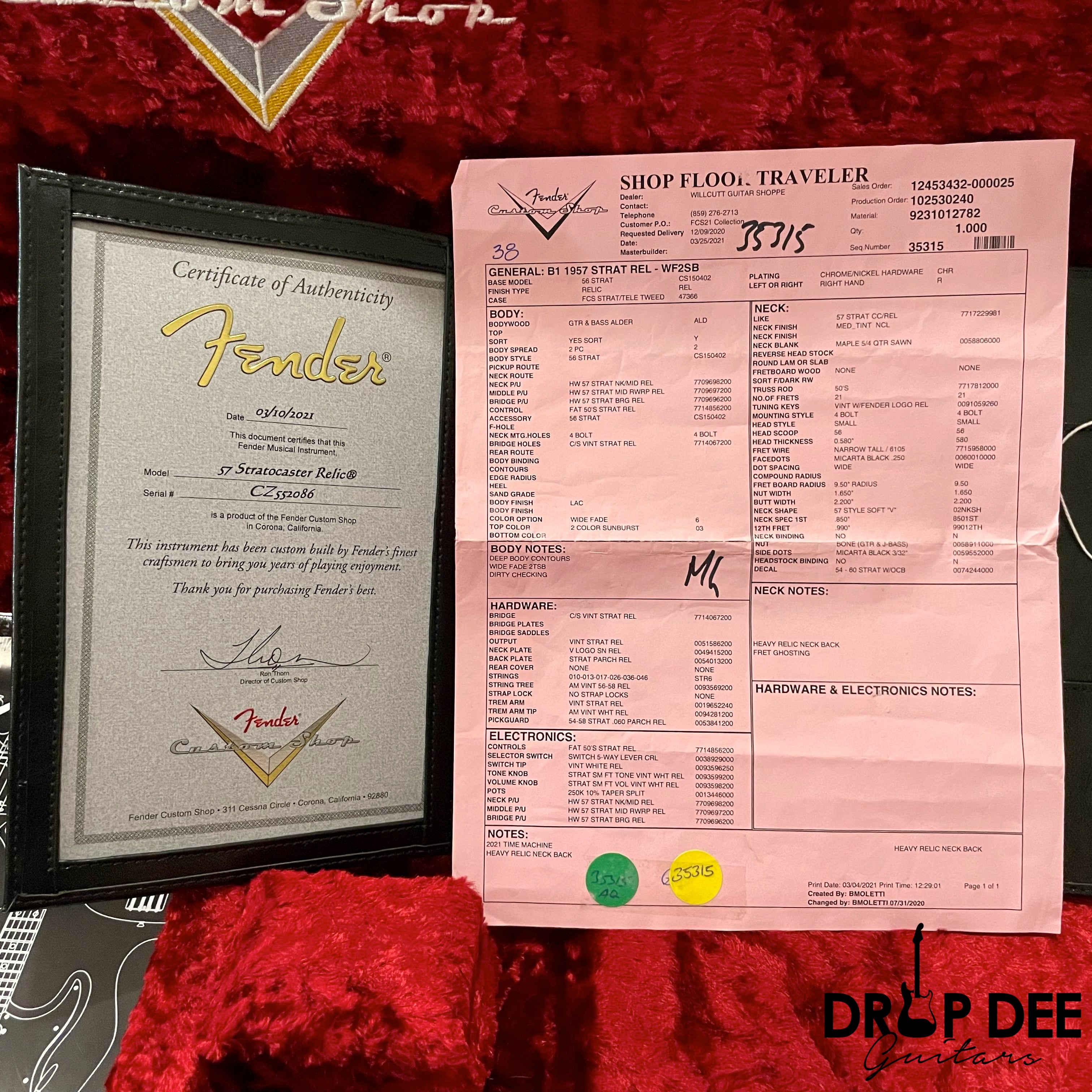 Fender Custom Shop 57 Stratocaster Relic Electric Guitar w/ Case