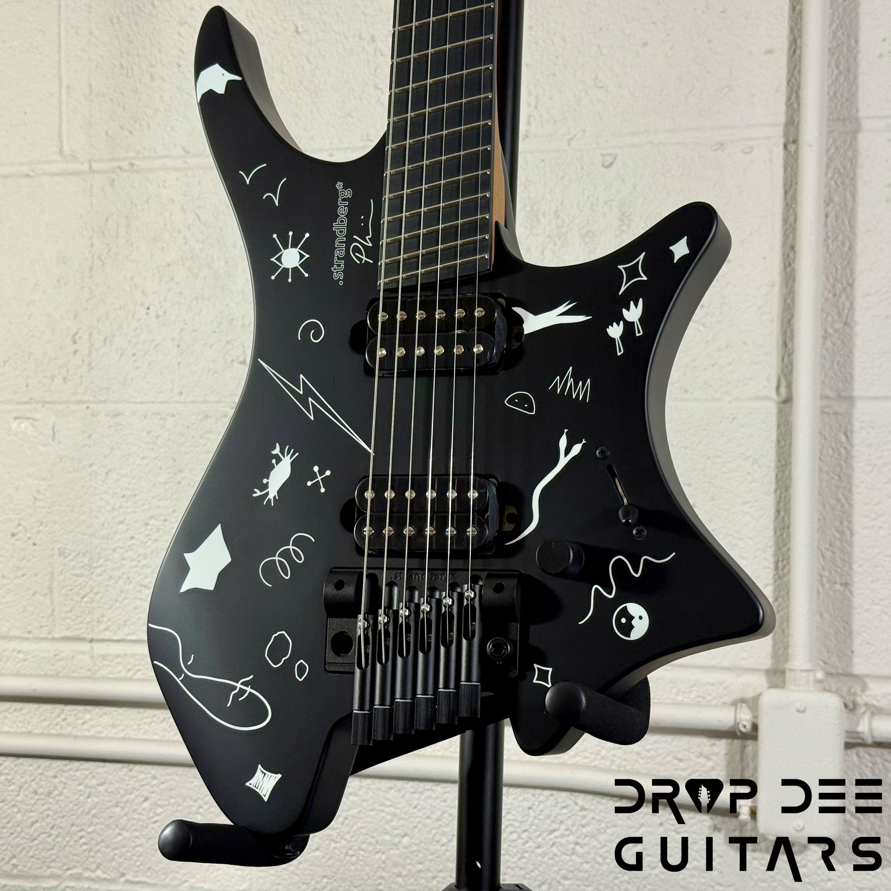 Strandberg Boden Standard NX 6 Plini Edition Mirage Multiscale Headless Electric Guitar w/ Bag - Black Granite Satin Acrylic with custom Plini Mirage glow-in-the-dark graphics