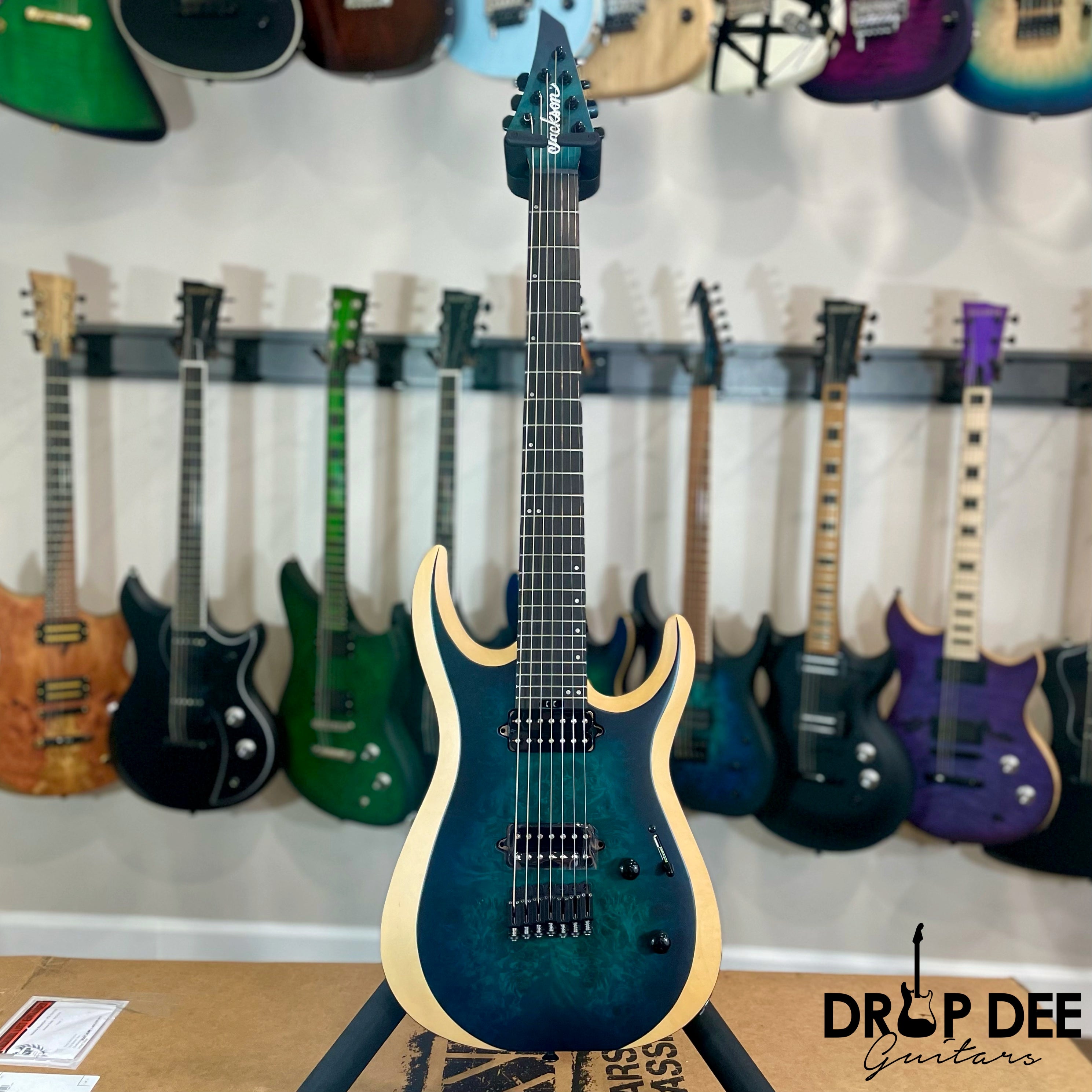 Jackson Pro Plus Series Dinky MDK7P HT Baritone 7-String Electric Guitar w/ Bag - Chlorine Burst