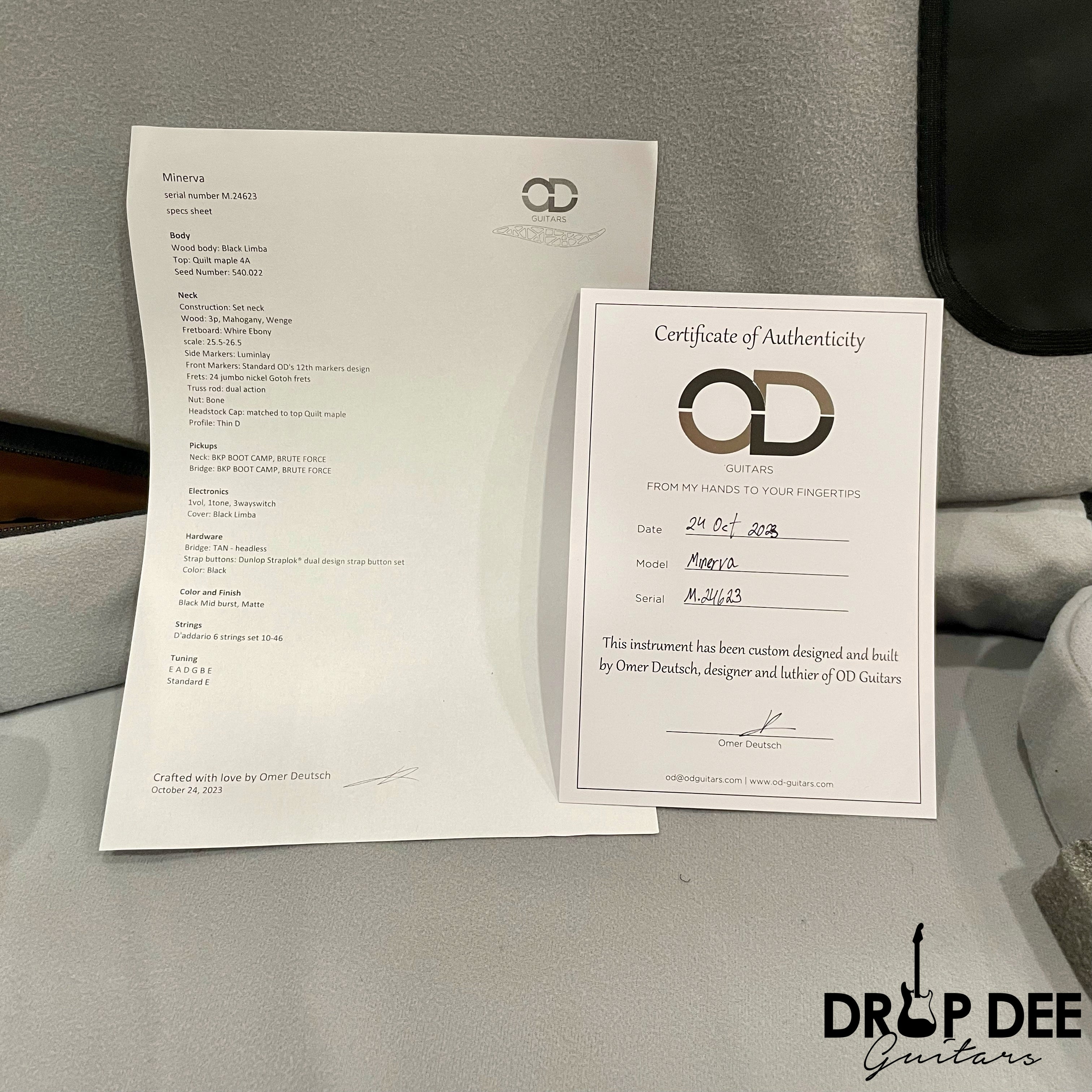 OD Guitars Minerva Headless Multi-Scale Electric Guitar w/ Case - Mid Burst