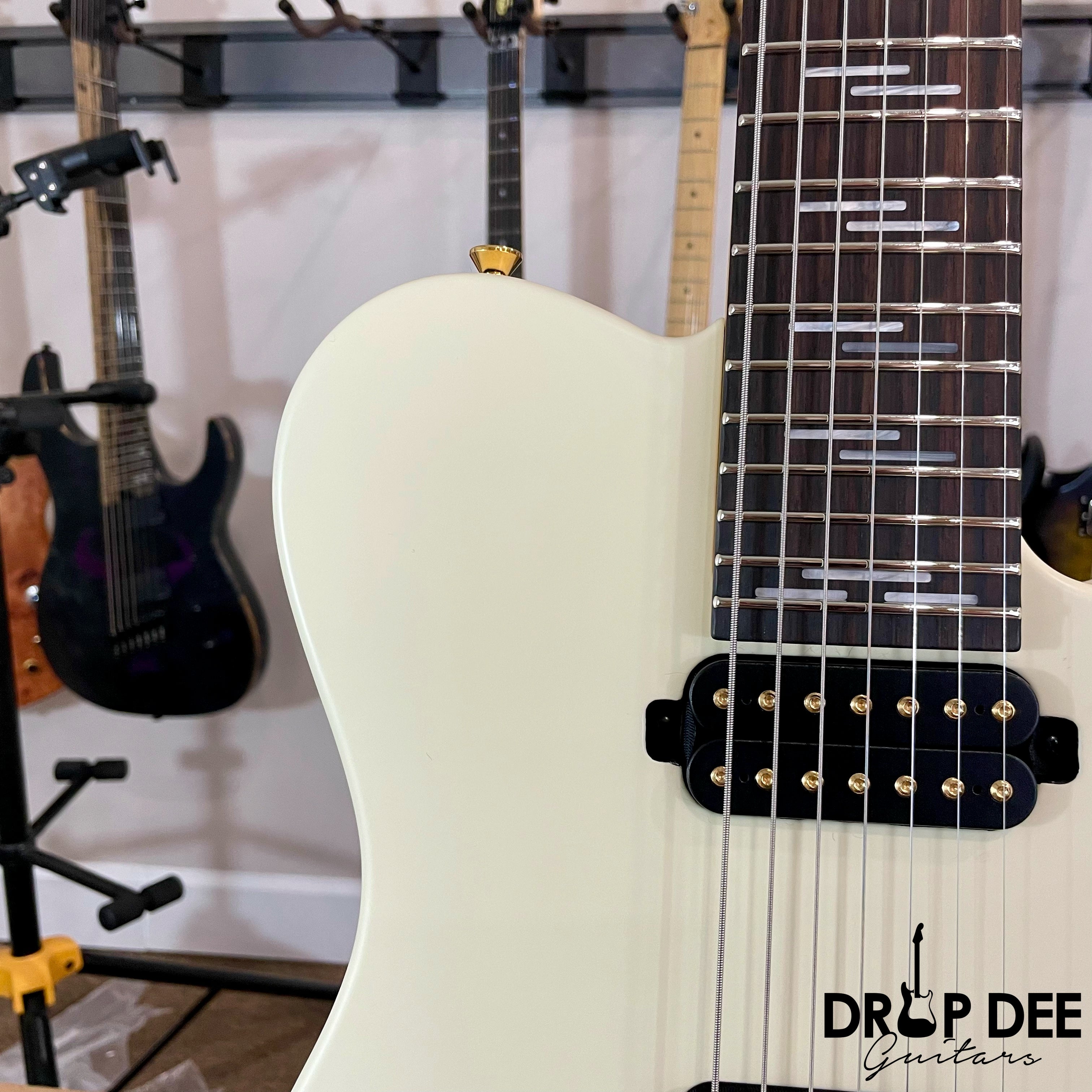 Schecter USA Custom Shop PT-7 7-String Electric Guitar w/ Case - Vintage White Satin