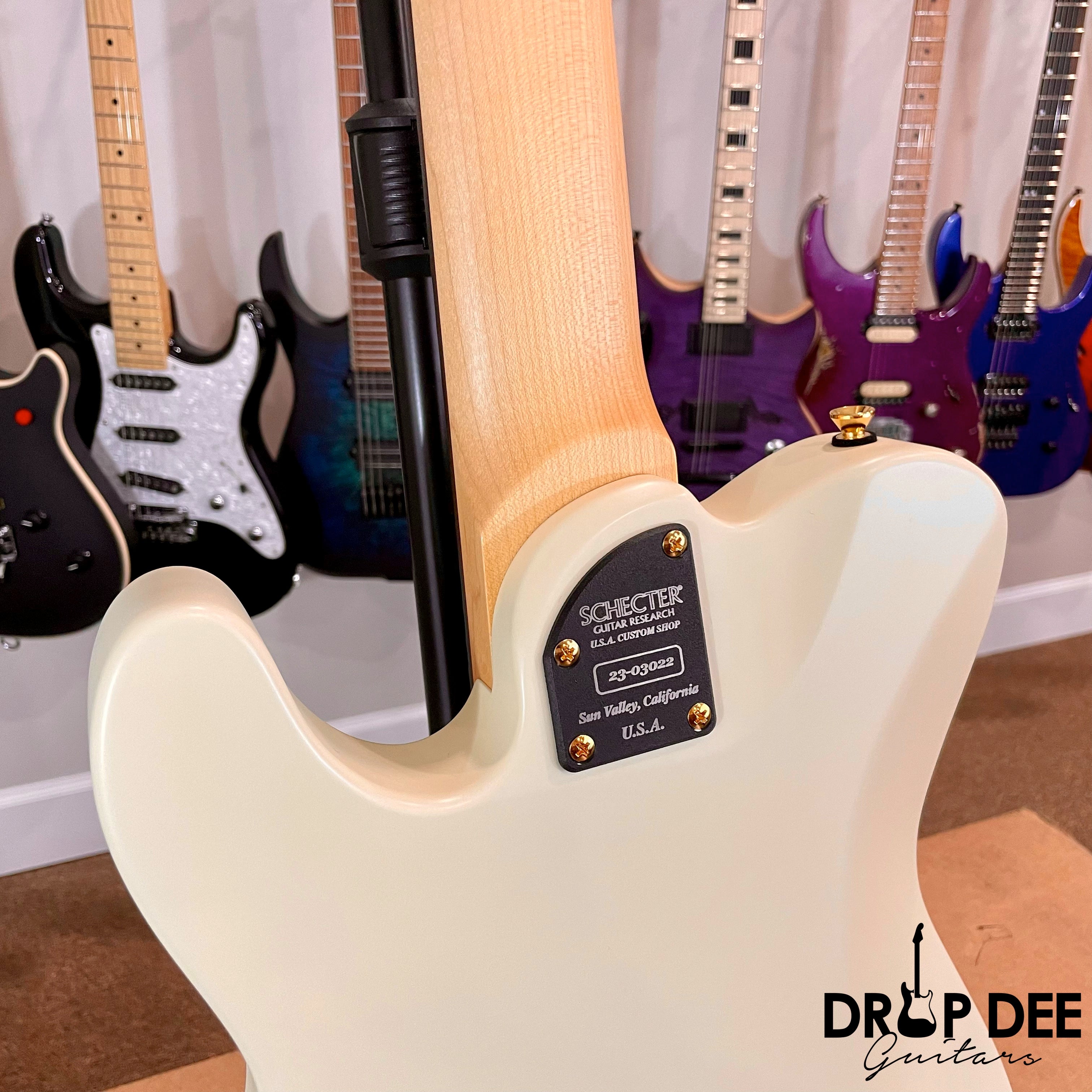 Schecter USA Custom Shop PT-7 7-String Electric Guitar w/ Case - Vintage White Satin