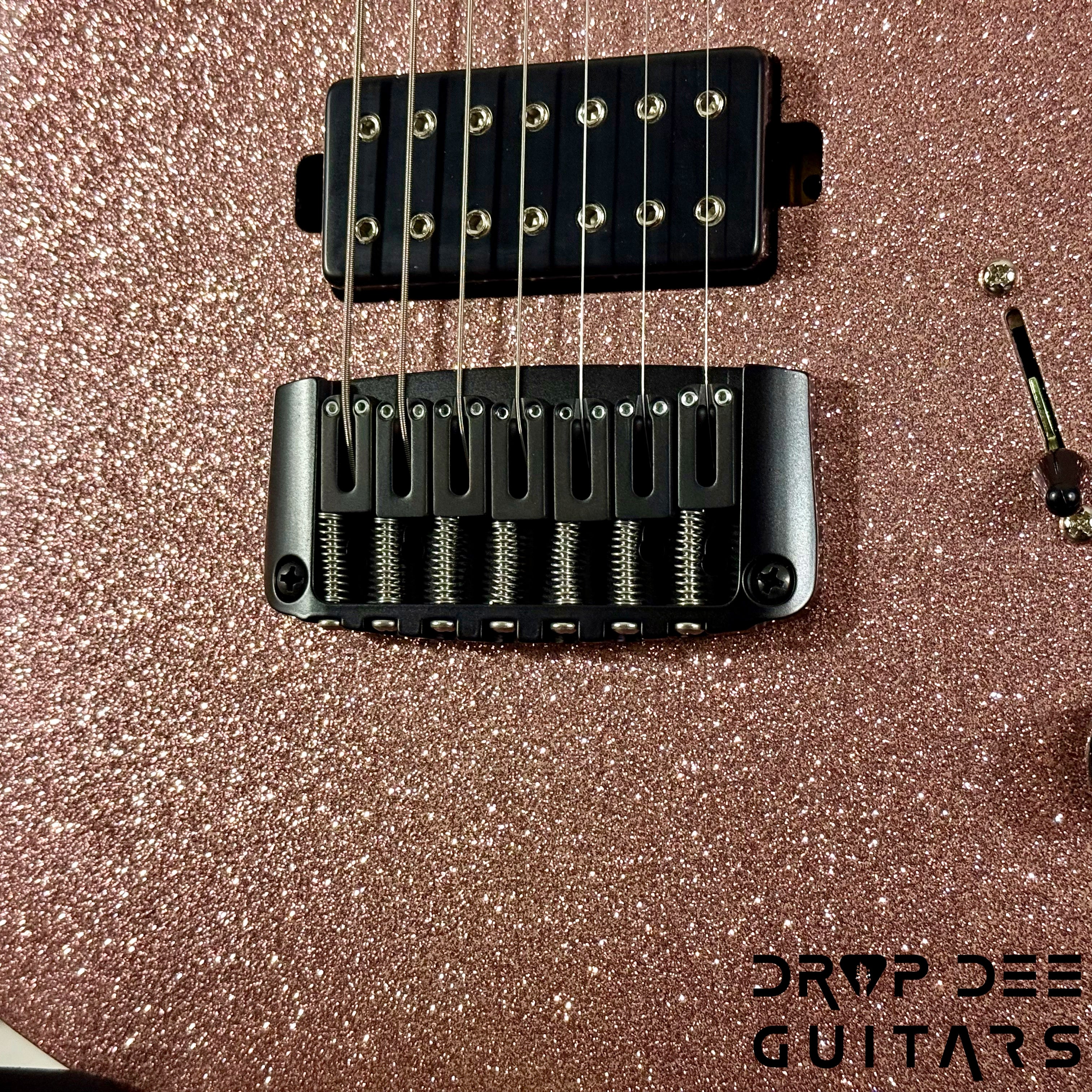 Balaguer USA Series Seraph Modern 7 Baritone 7-String Electric Guitar w/ Case (824) - Gloss Metallic Rose Gold