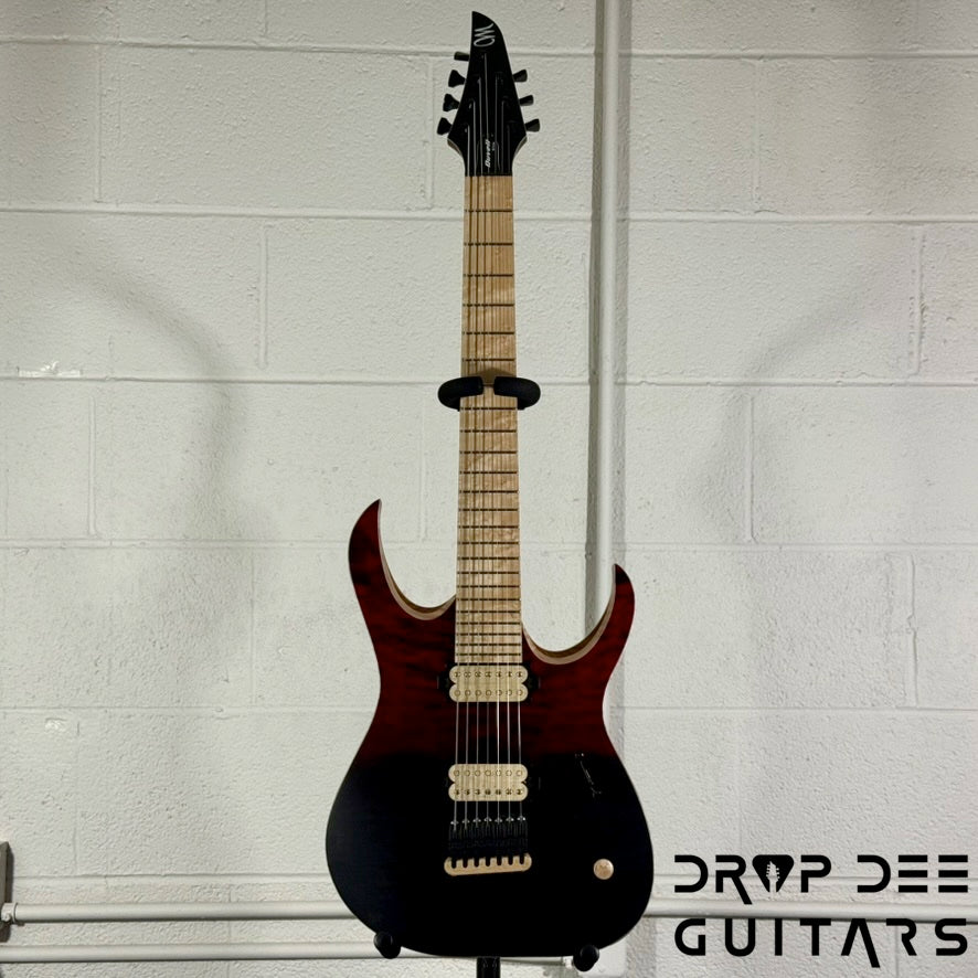 Mayones Duvell Elite 7 7-String Electric Guitar w/ Case - Red/Black Fade