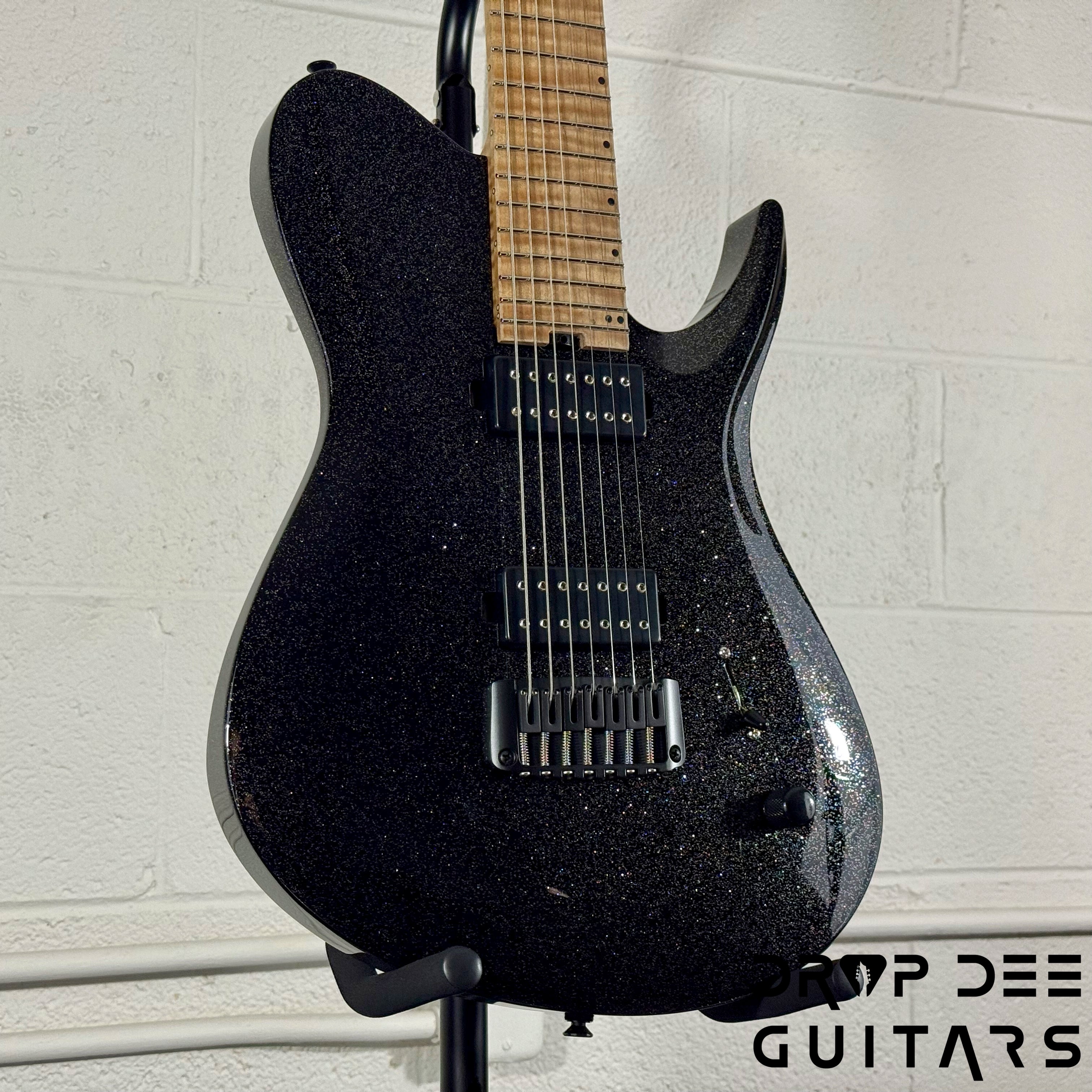Balaguer USA Series Seraph Modern 7 Baritone 7-String Electric Guitar w/ Case (924) - Gloss Metallic Black