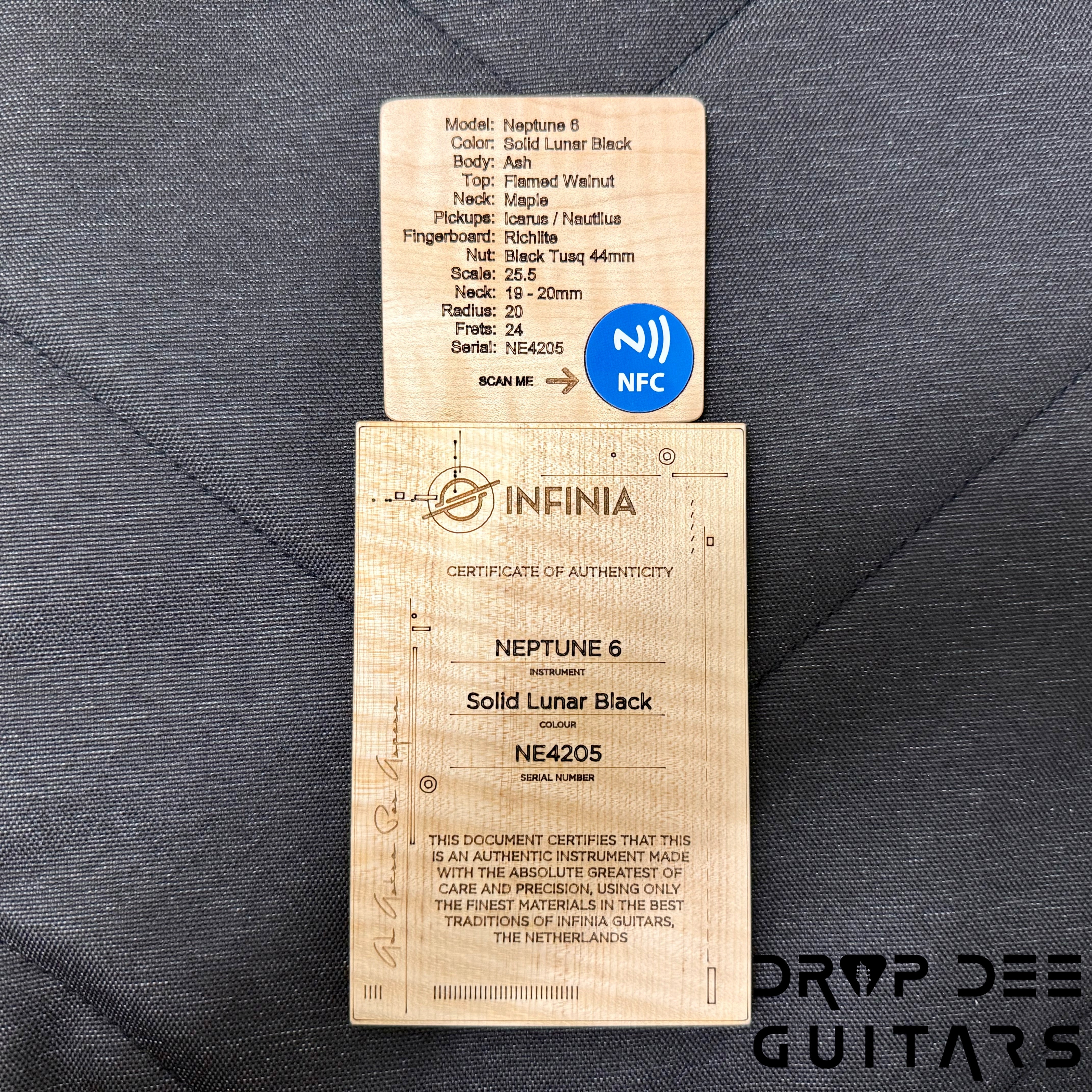 Infinia Neptune Headless Electric Guitar w/ Bag - Solid Lunar Black