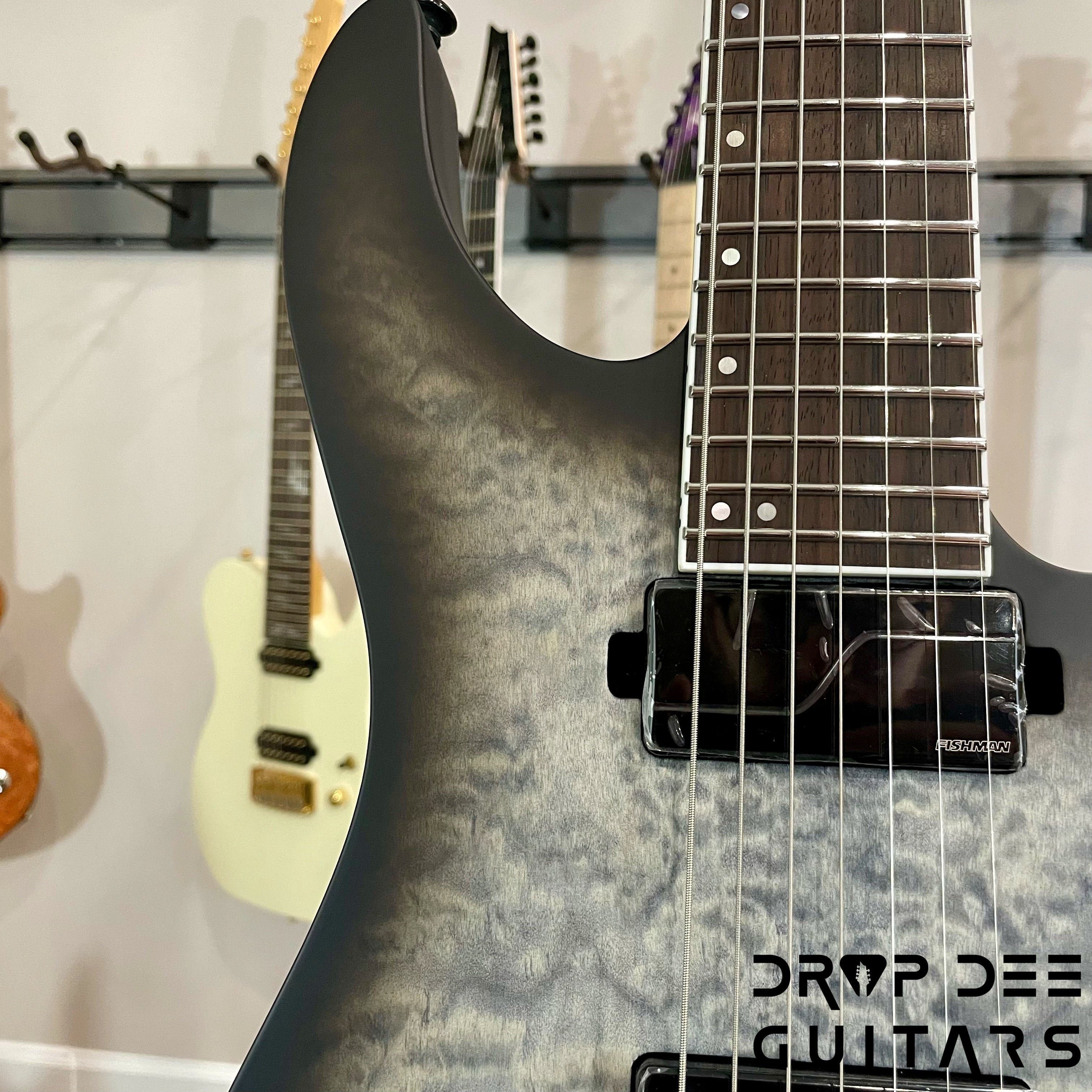 ESP LTD M-1007 Baritone 7-String Electric Guitar - Charcoal Burst Satin