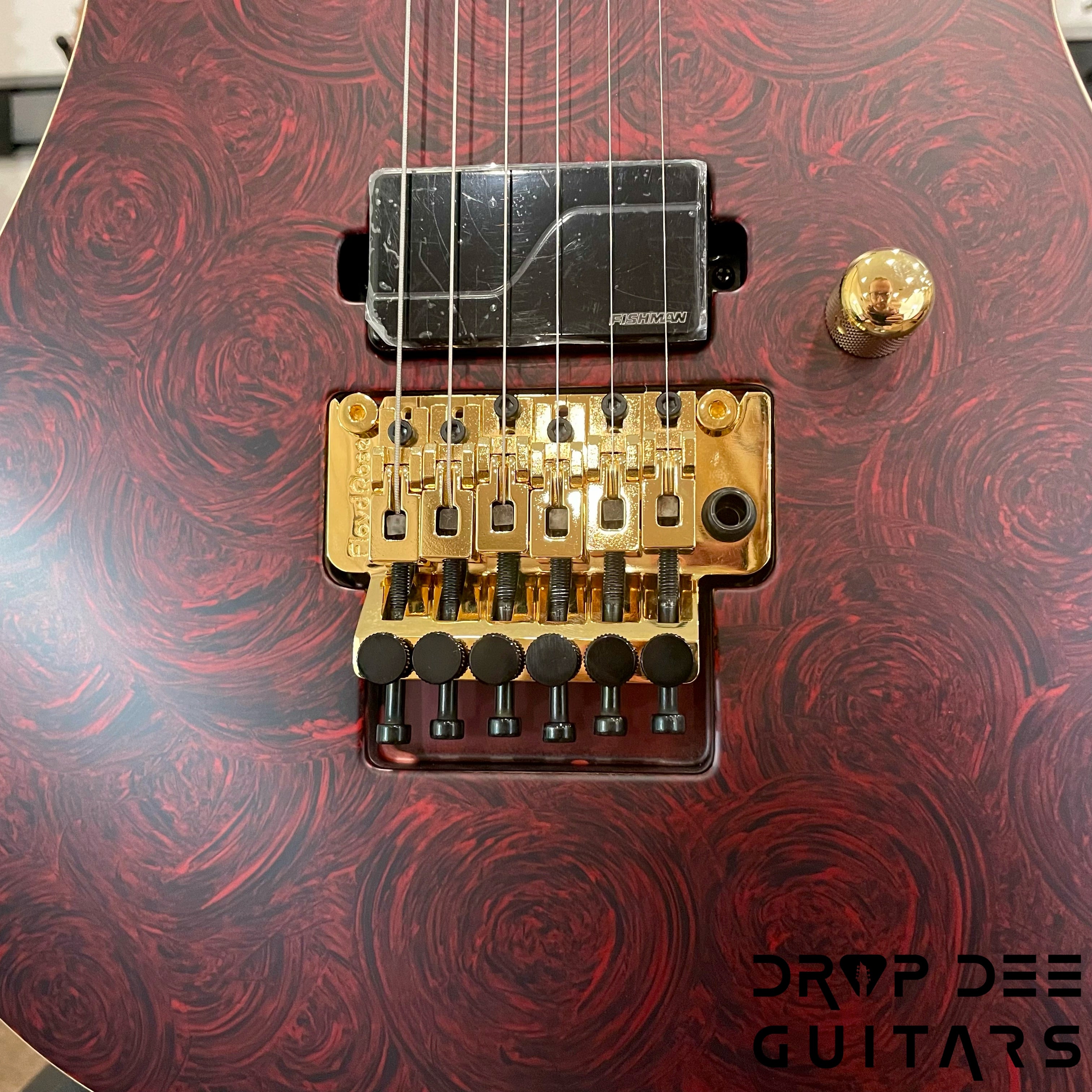 ESP USA M-I DX FR Electric Guitar w/ Case (4052) - Red Rose Marble