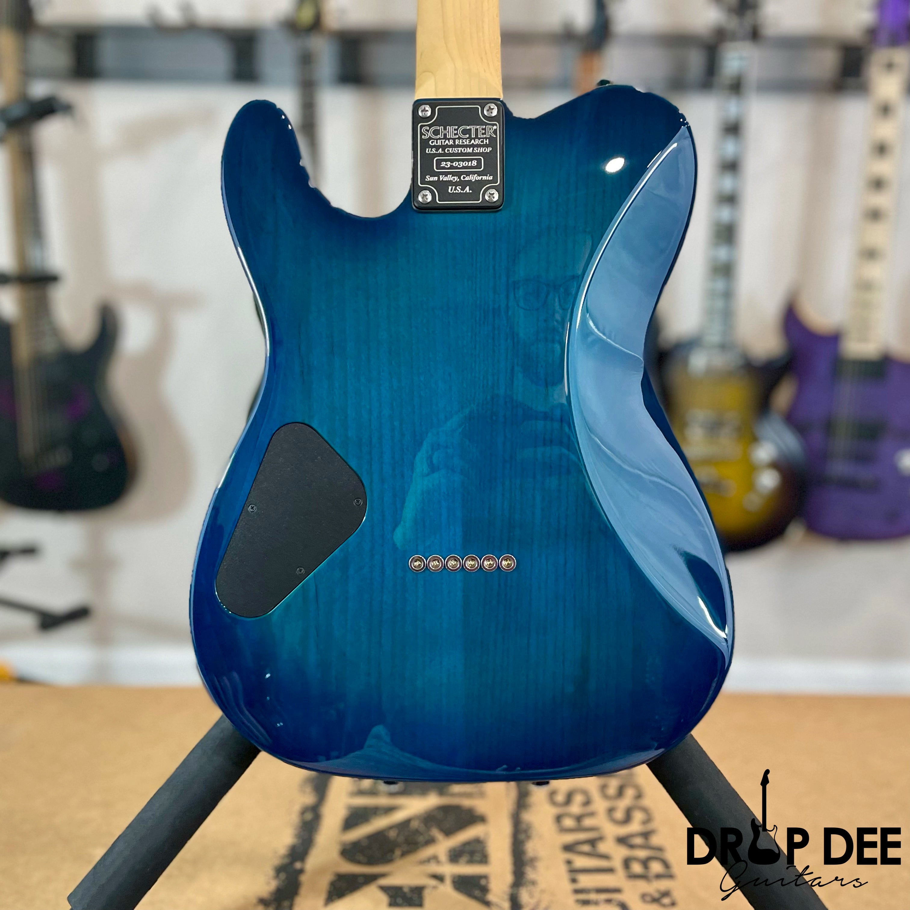 Schecter USA Custom Shop PT Custom Electric Guitar w/ Case - Trans Sky Blue