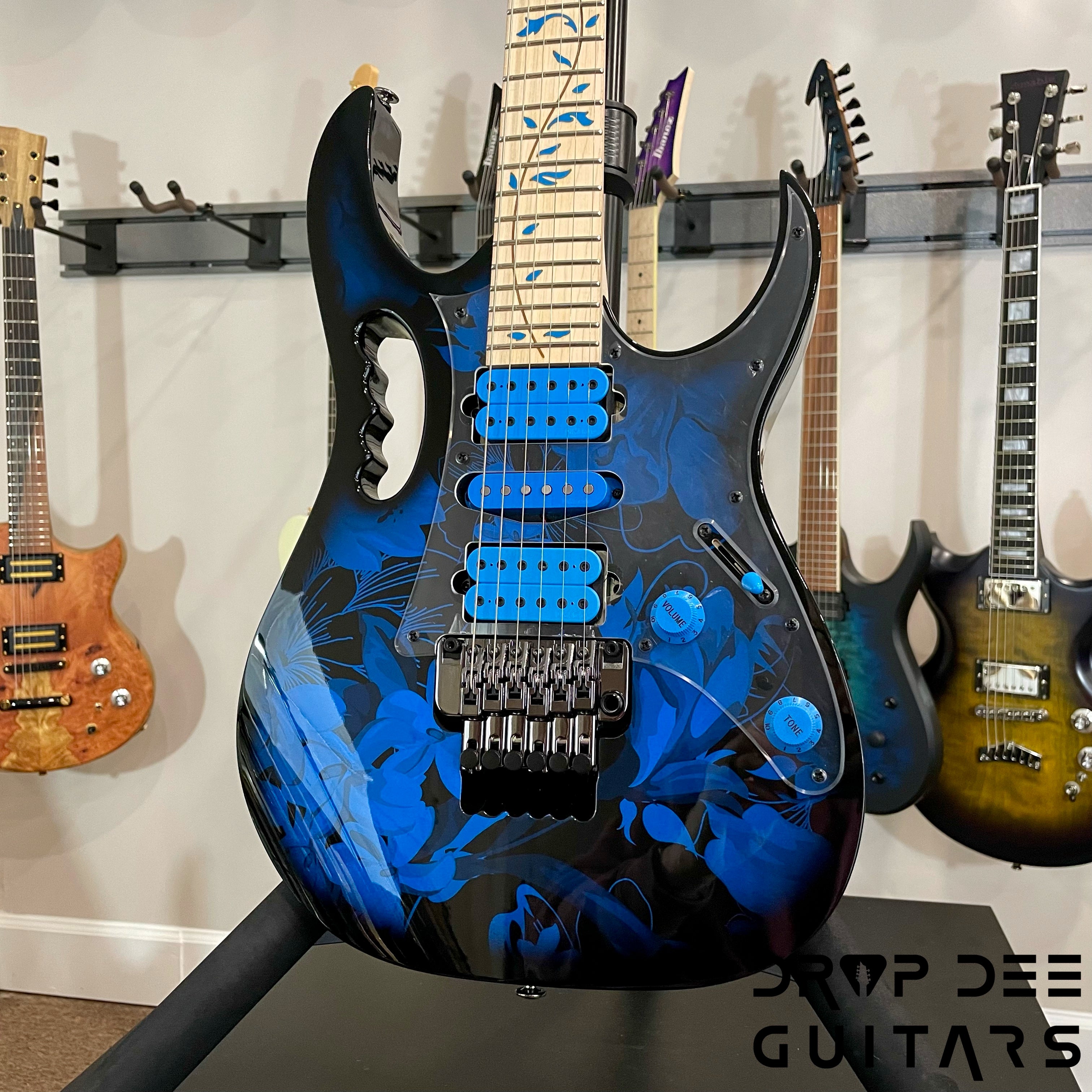 Ibanez Premium JEM77P Steve Vai Signature Electric Guitar w/ Bag - Blue Floral Pattern