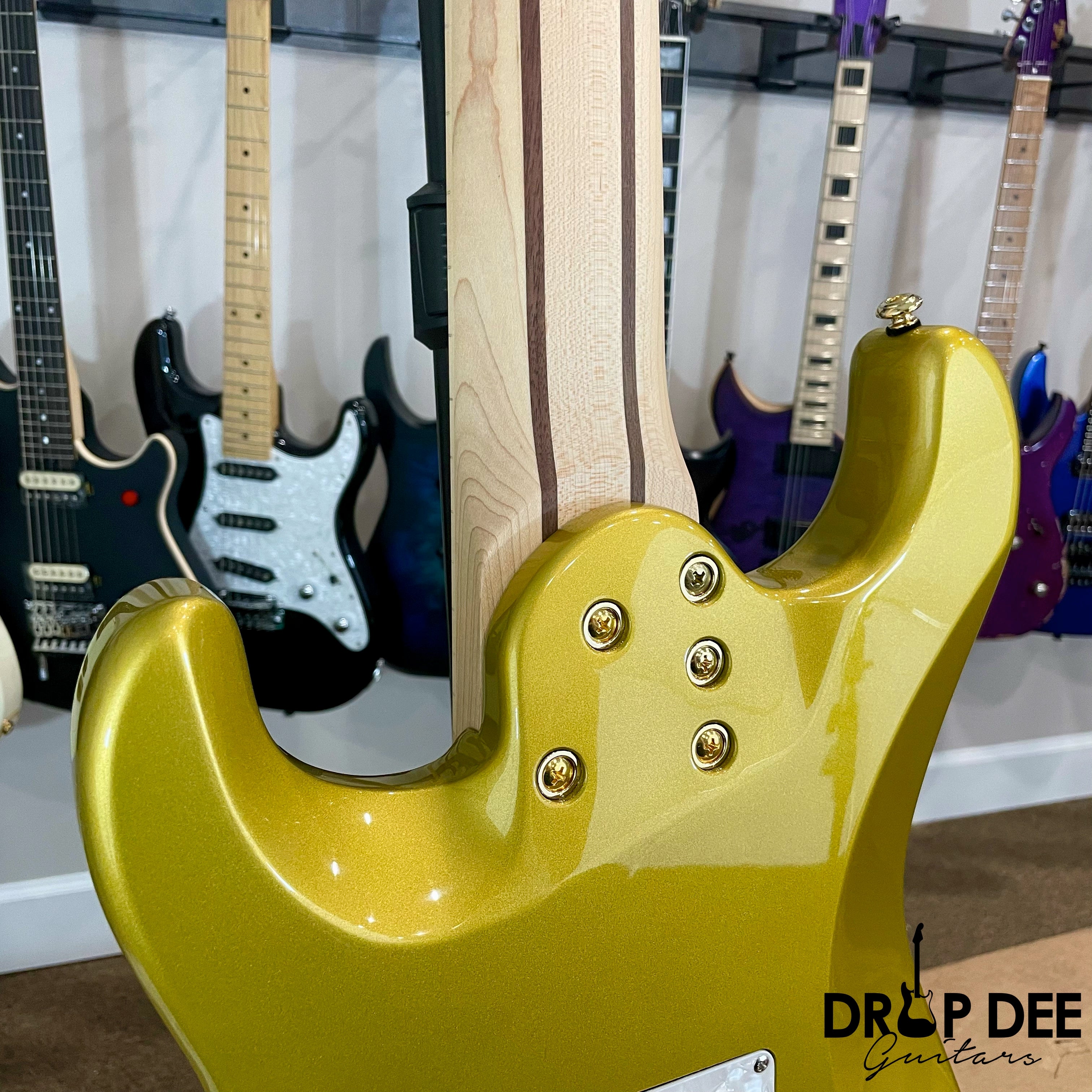 ESP LTD Javier Reyes Signature JRV-8 Baritone 8-String Electric Guitar w/ Case - Metallic Gold