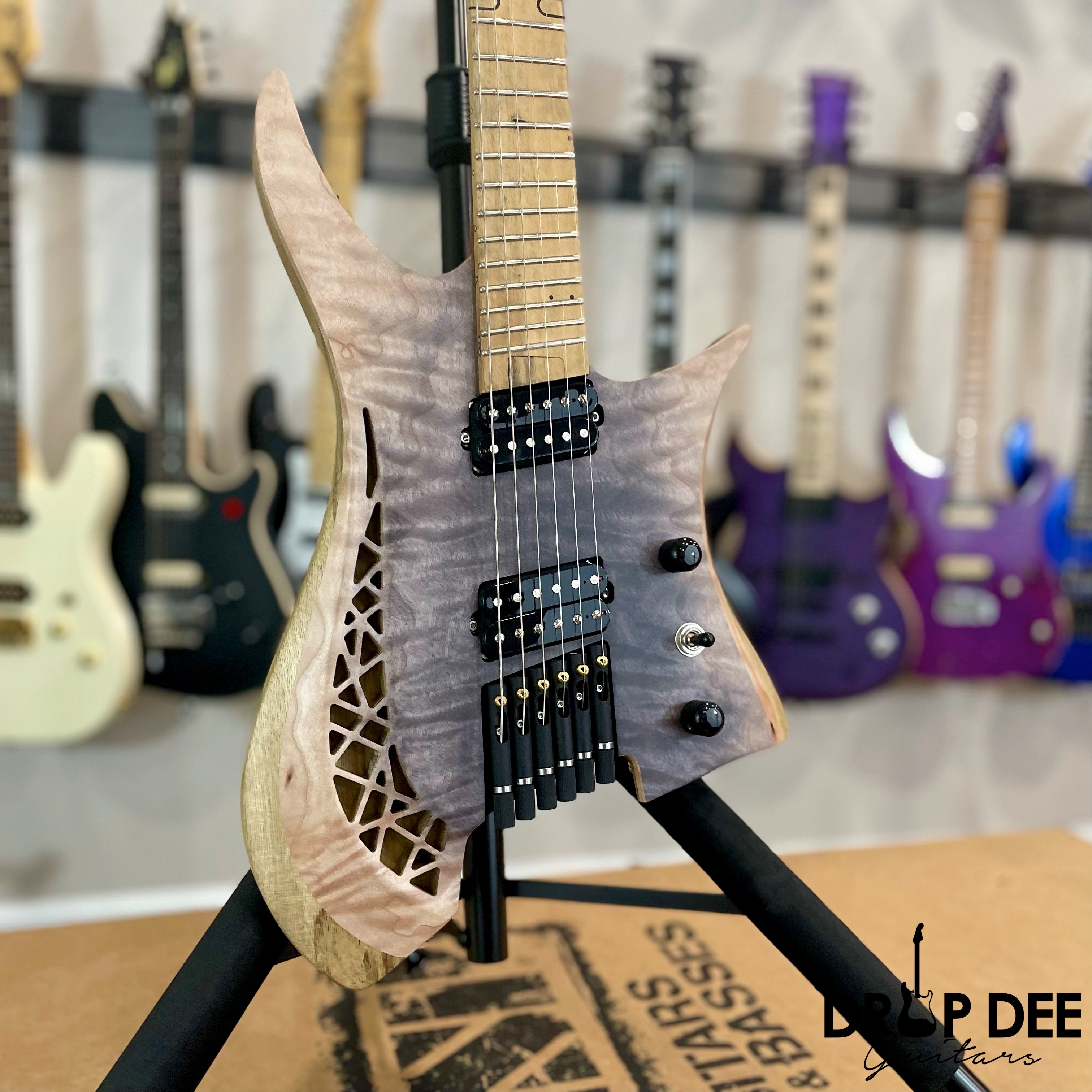 OD Guitars Minerva Headless Multi-Scale Electric Guitar w/ Case - Mid Burst