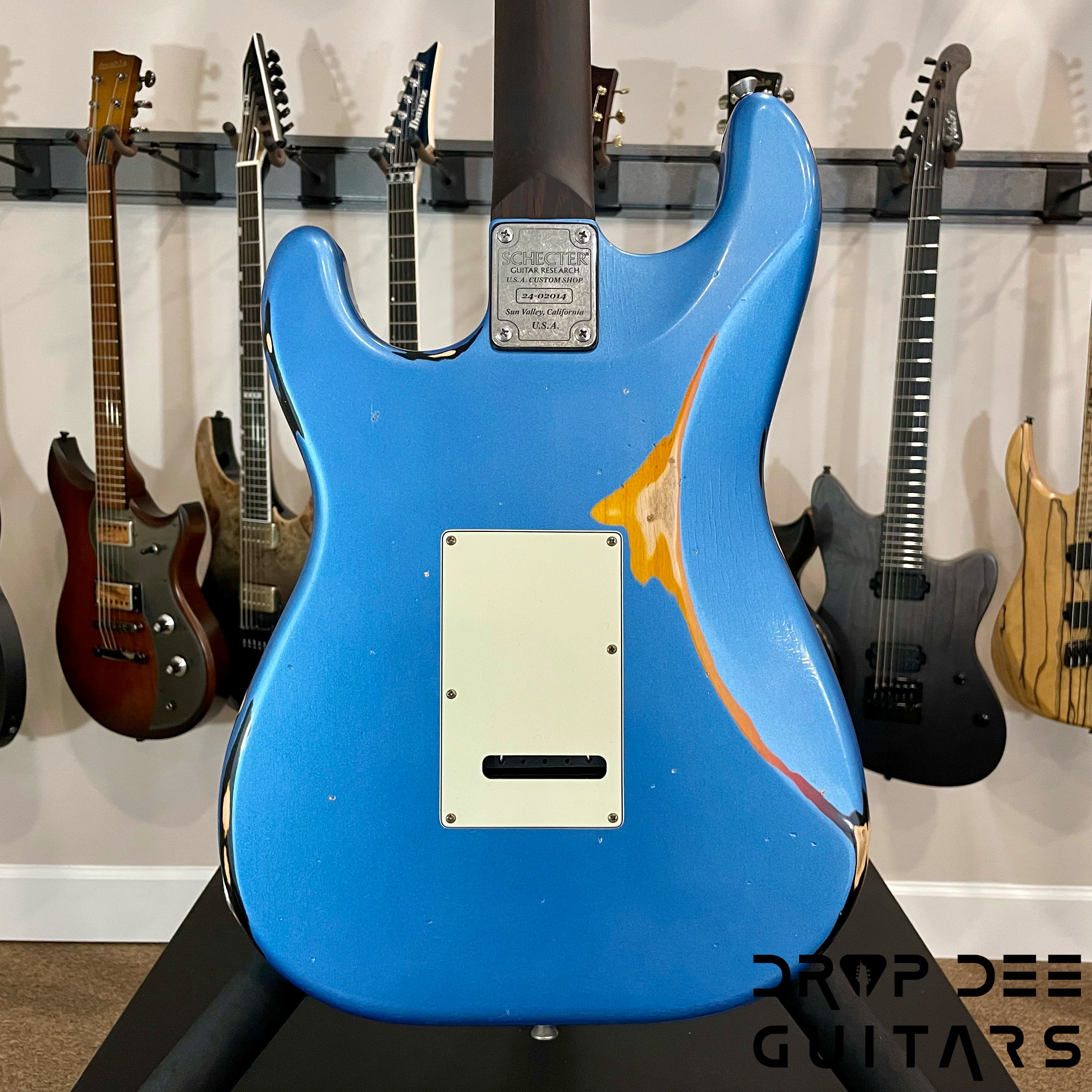 Schecter USA Custom Shop Nick Johnston Traditional Electric Guitar w/ Case - Lake Placid Blue over 3-Tone Sunburst (Heavy Relic)