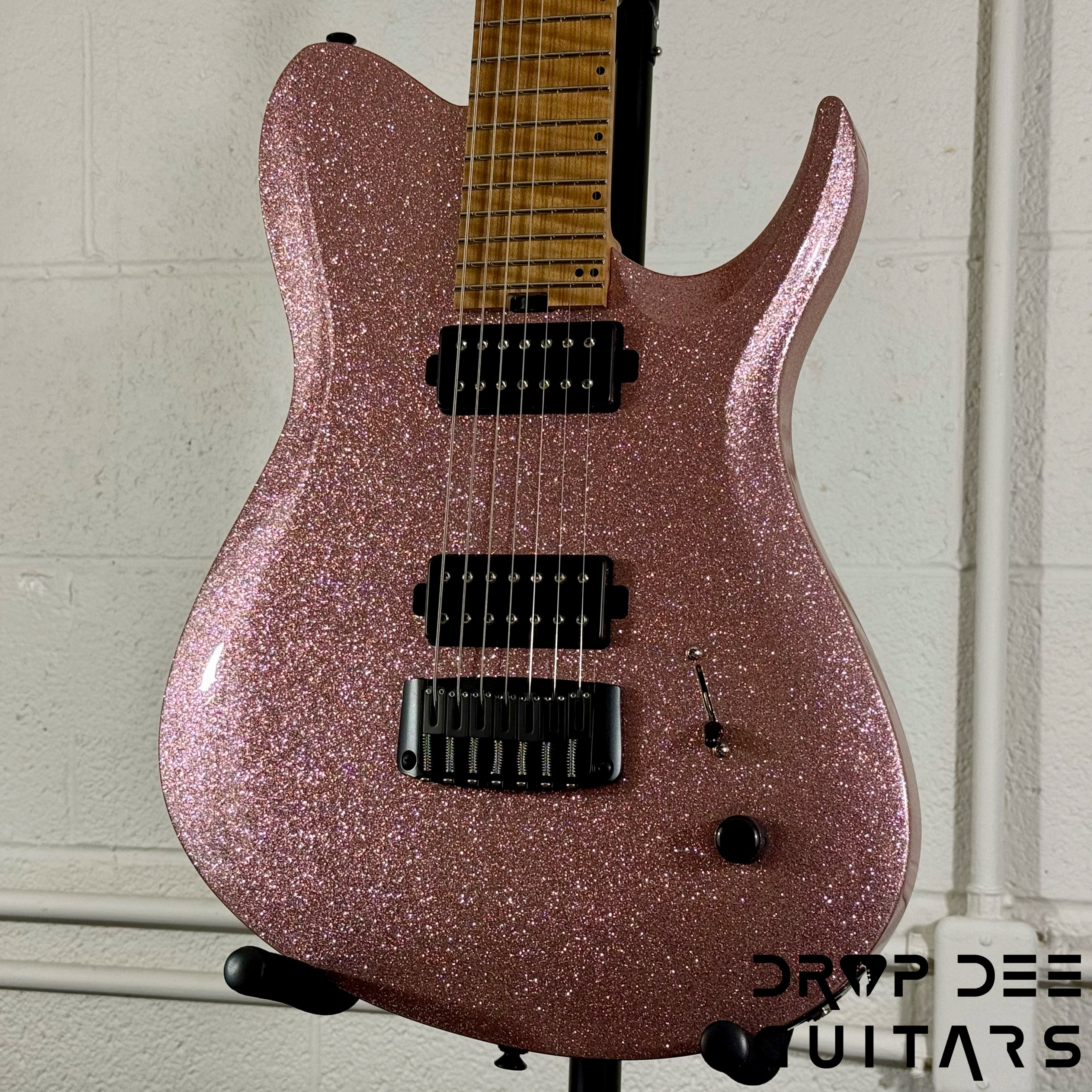 Balaguer USA Series Seraph Modern 7 Baritone 7-String Electric Guitar w/ Case (824) - Gloss Metallic Rose Gold