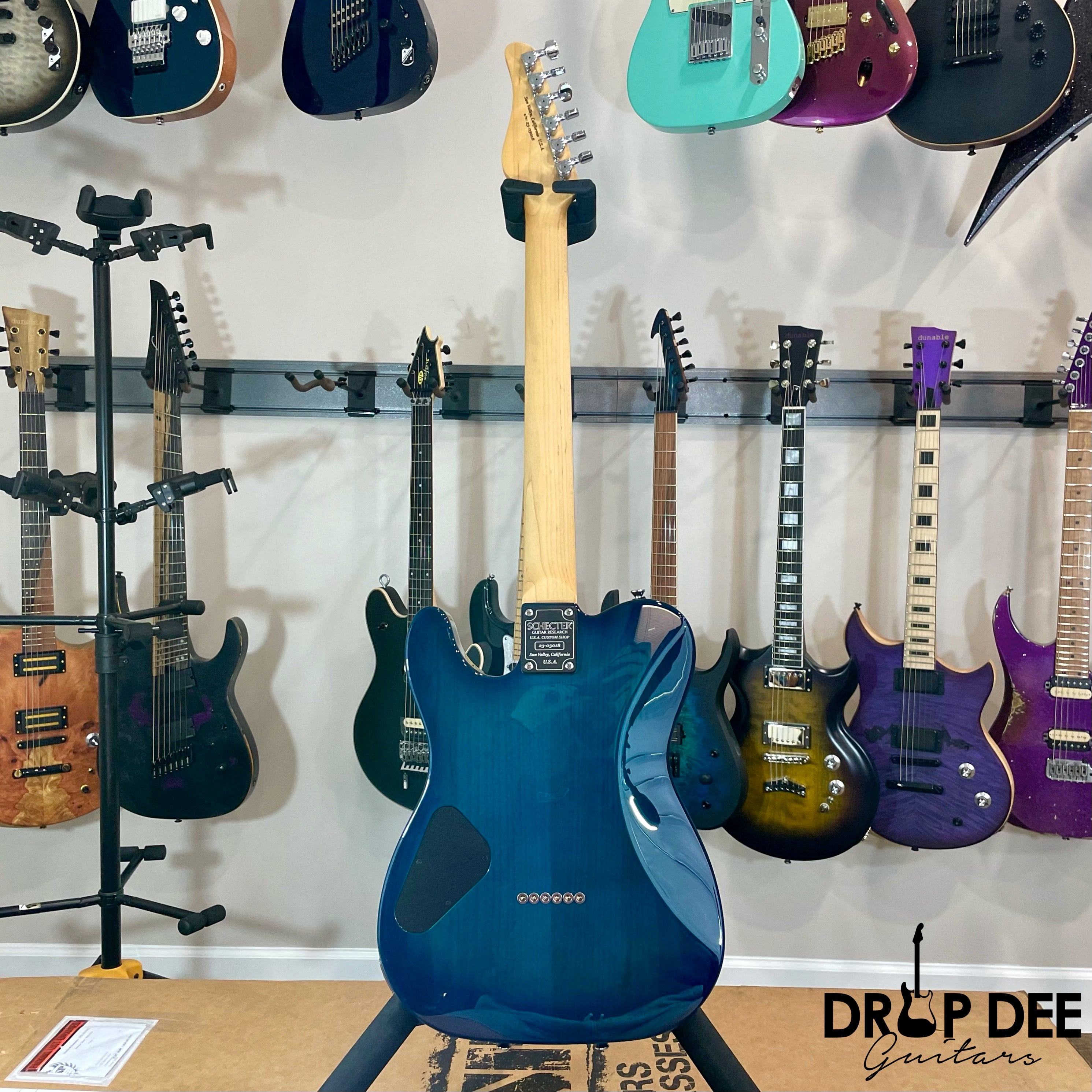 Schecter USA Custom Shop PT Custom Electric Guitar w/ Case - Trans Sky Blue