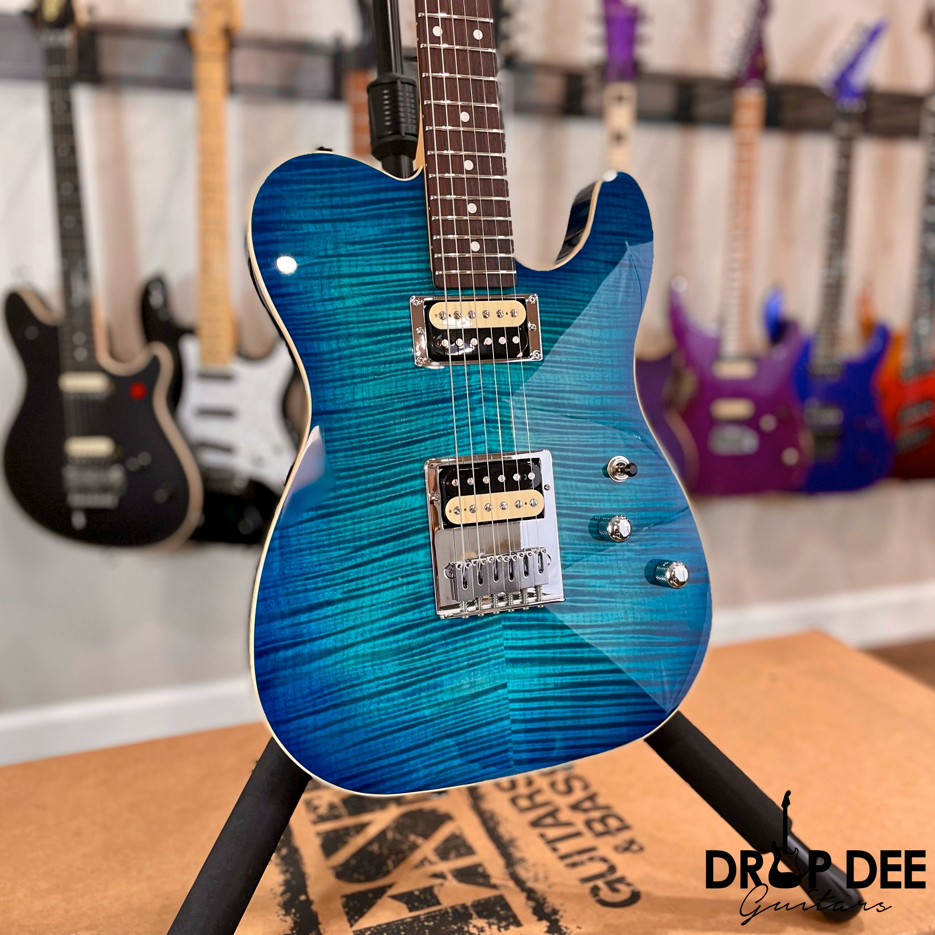 Schecter USA Custom Shop PT Custom Electric Guitar w/ Case - Trans Sky Blue