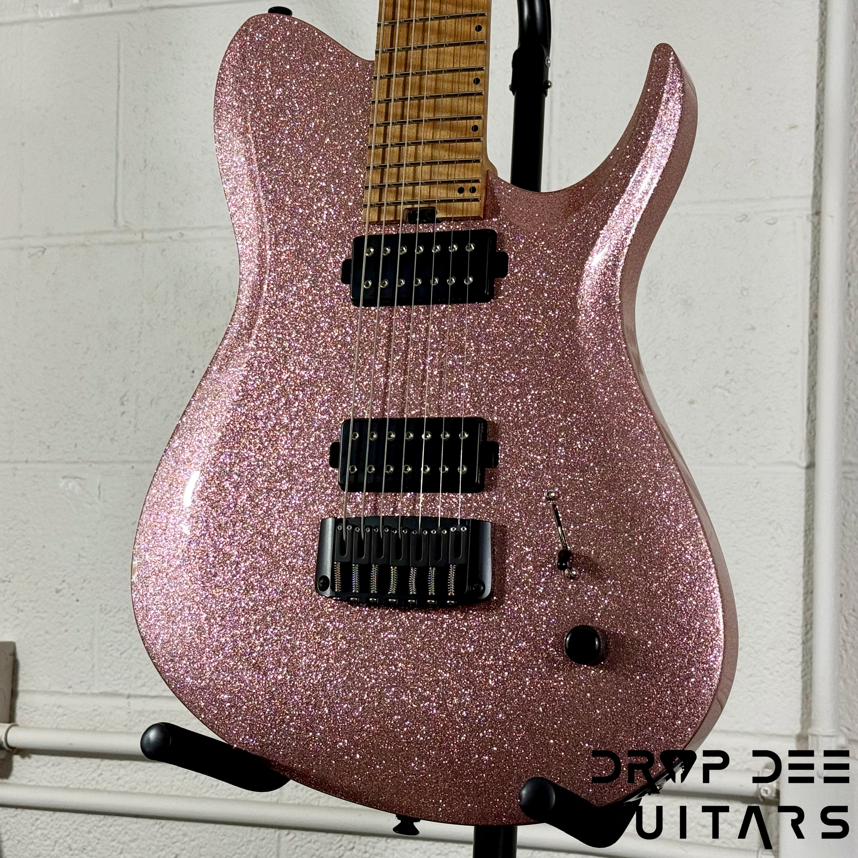 Balaguer USA Series Seraph Modern 7 Baritone 7-String Electric Guitar w/ Case (824) - Gloss Metallic Rose Gold