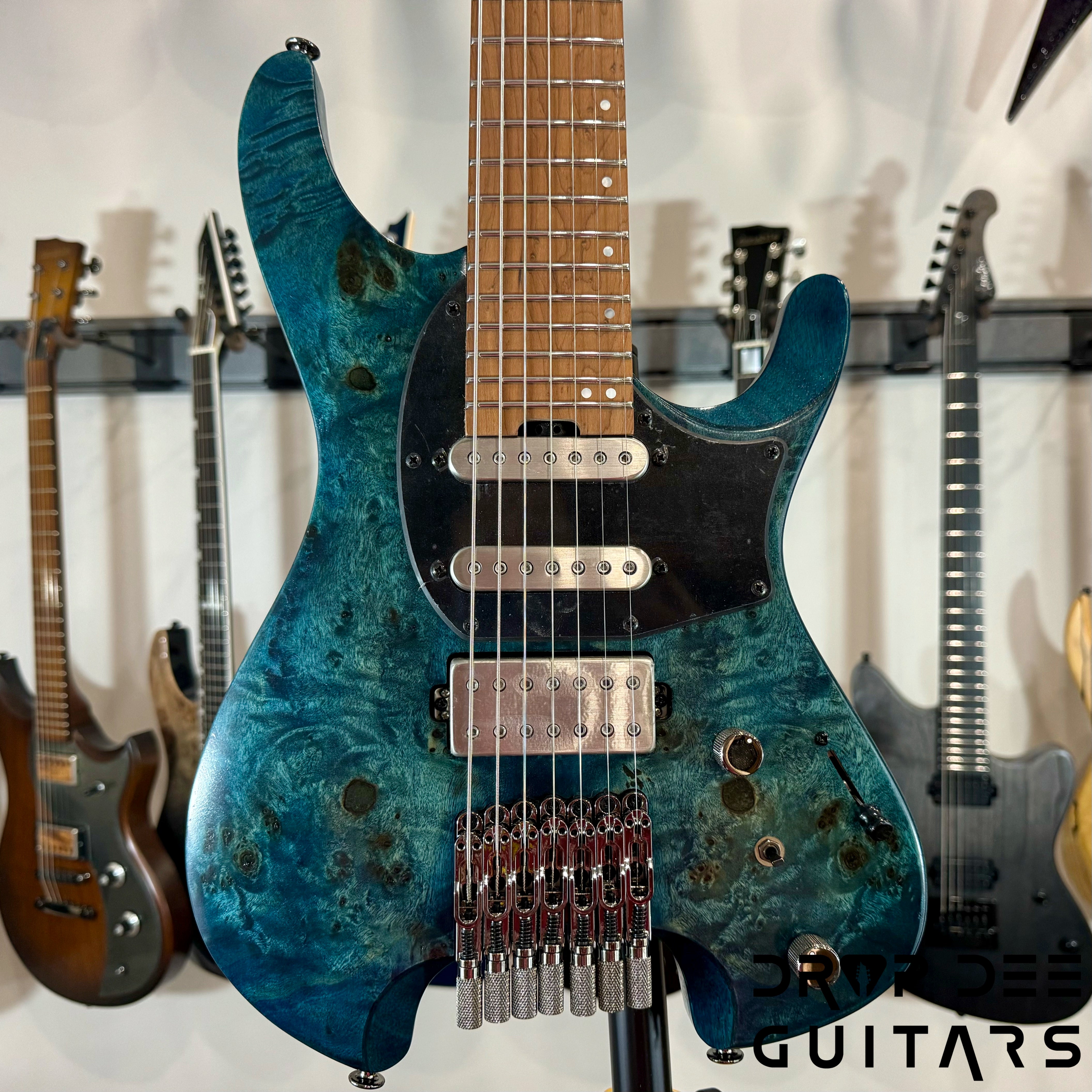 Ibanez Quest Q547PB Headless 7-String Electric Guitar w/ Bag - Cosmic Blue Low Gloss
