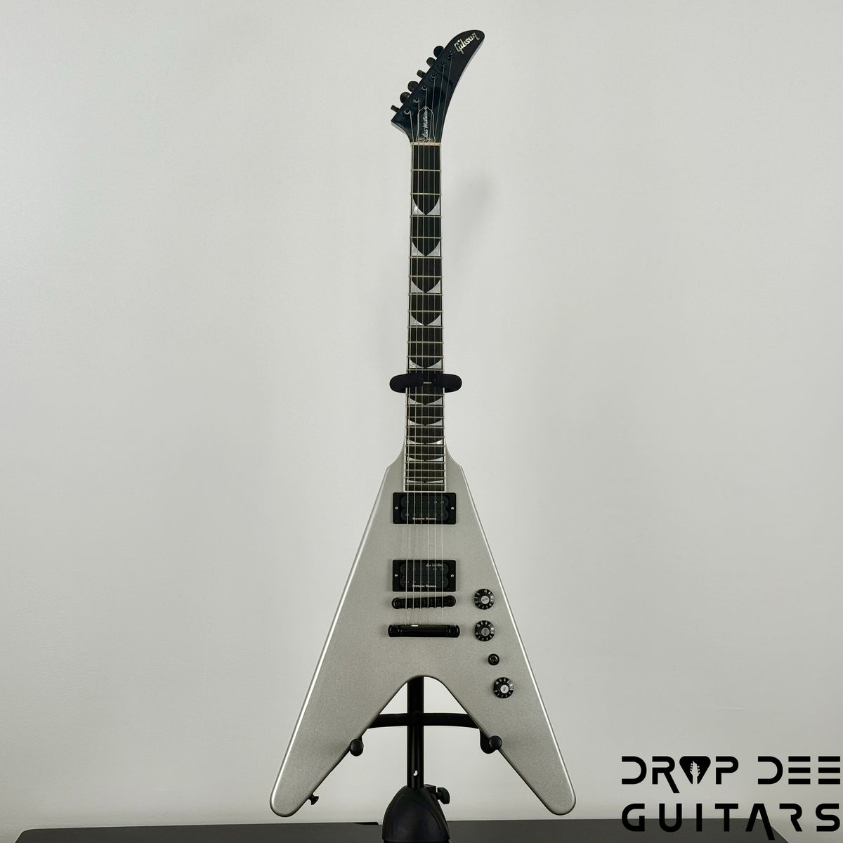 Gibson Dave Mustaine Flying V EXP Electric Guitar w/ Case - Silver Metallic