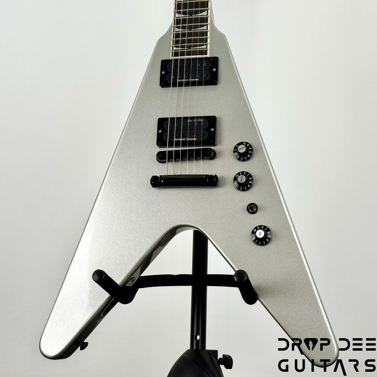 Gibson Dave Mustaine Flying V EXP Electric Guitar w/ Case - Silver Metallic