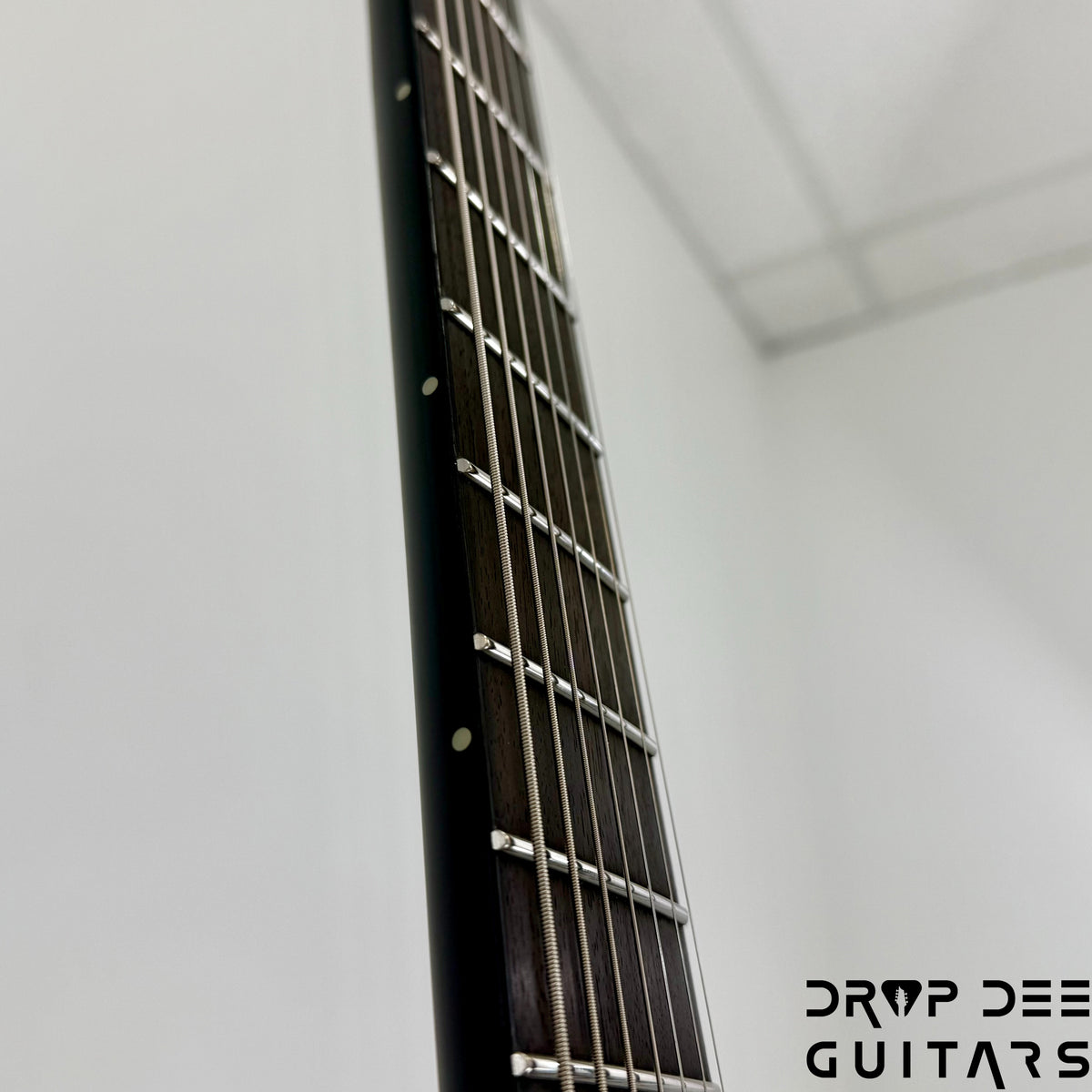 ESP LTD Phoenix-7 Baritone Black Metal 7-String Electric Guitar - Black Red Burst Satin