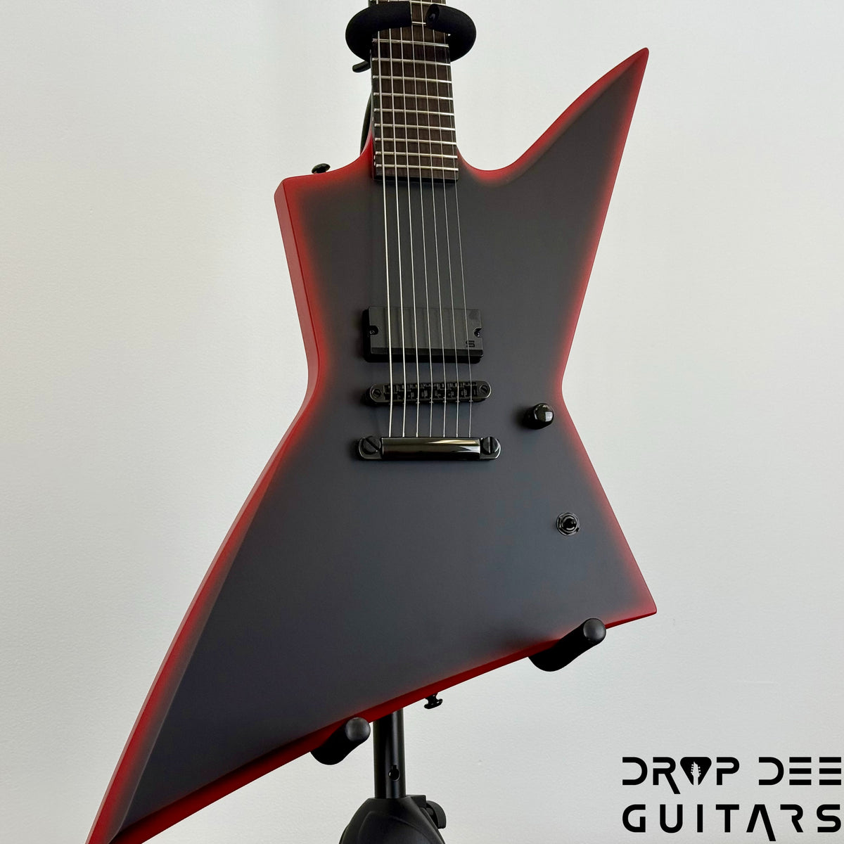 ESP LTD EXL-7 Baritone Black Metal 7-String Electric Guitar - Black Red Burst Satin