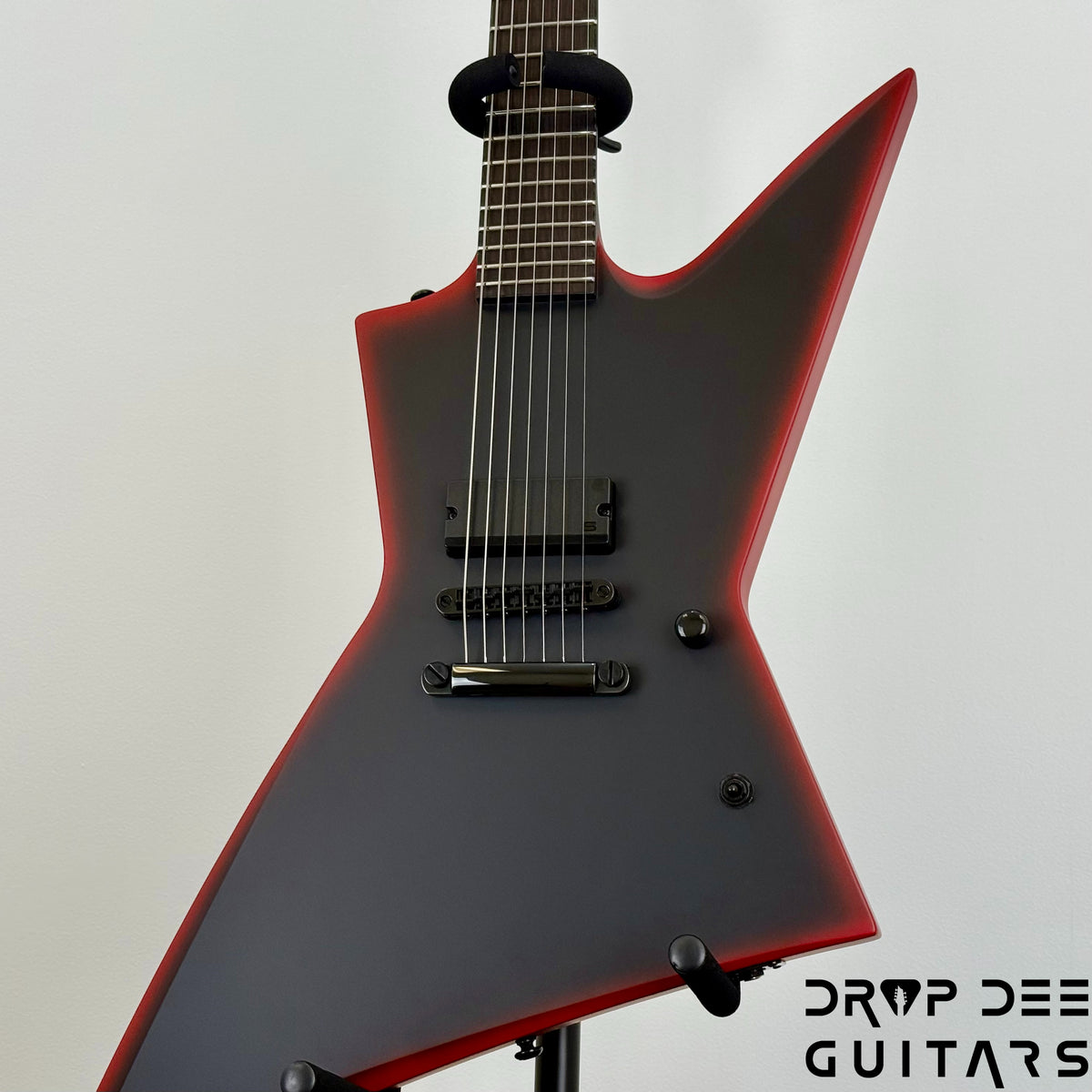 ESP LTD EXL-7 Baritone Black Metal 7-String Electric Guitar - Black Red Burst Satin